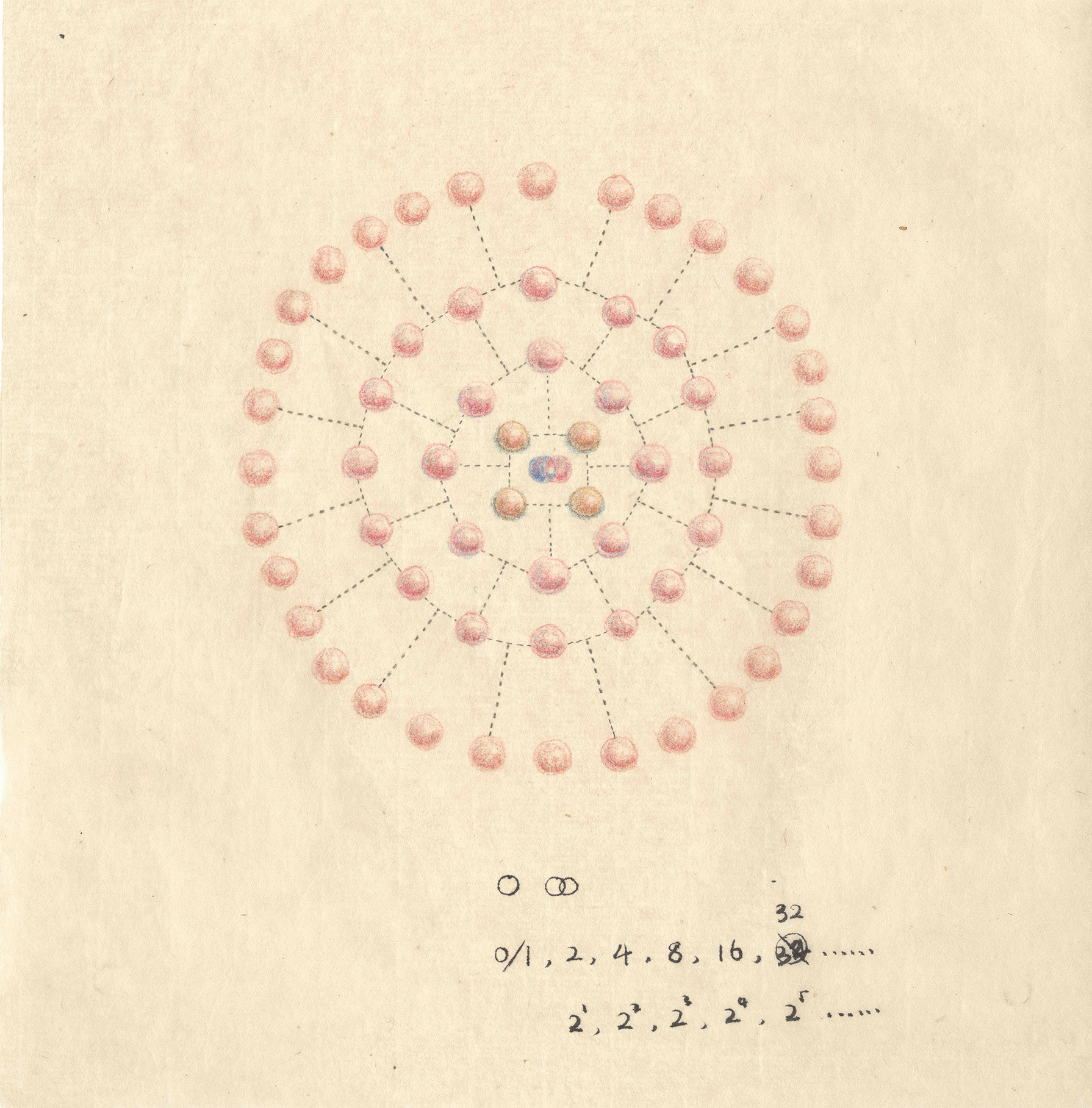 2-Square, coloured pencil, rice paper, 2021 170 x 180mm