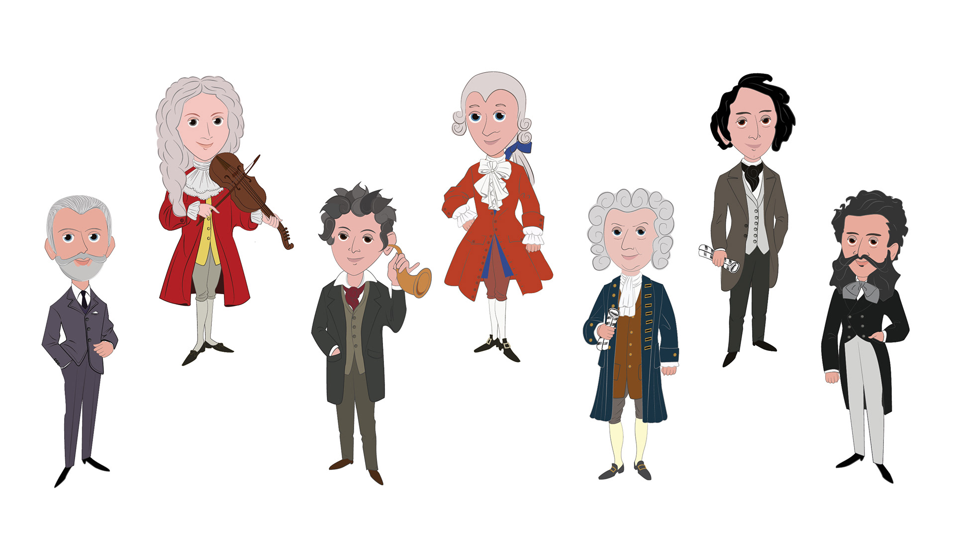 classical music composers illustrations