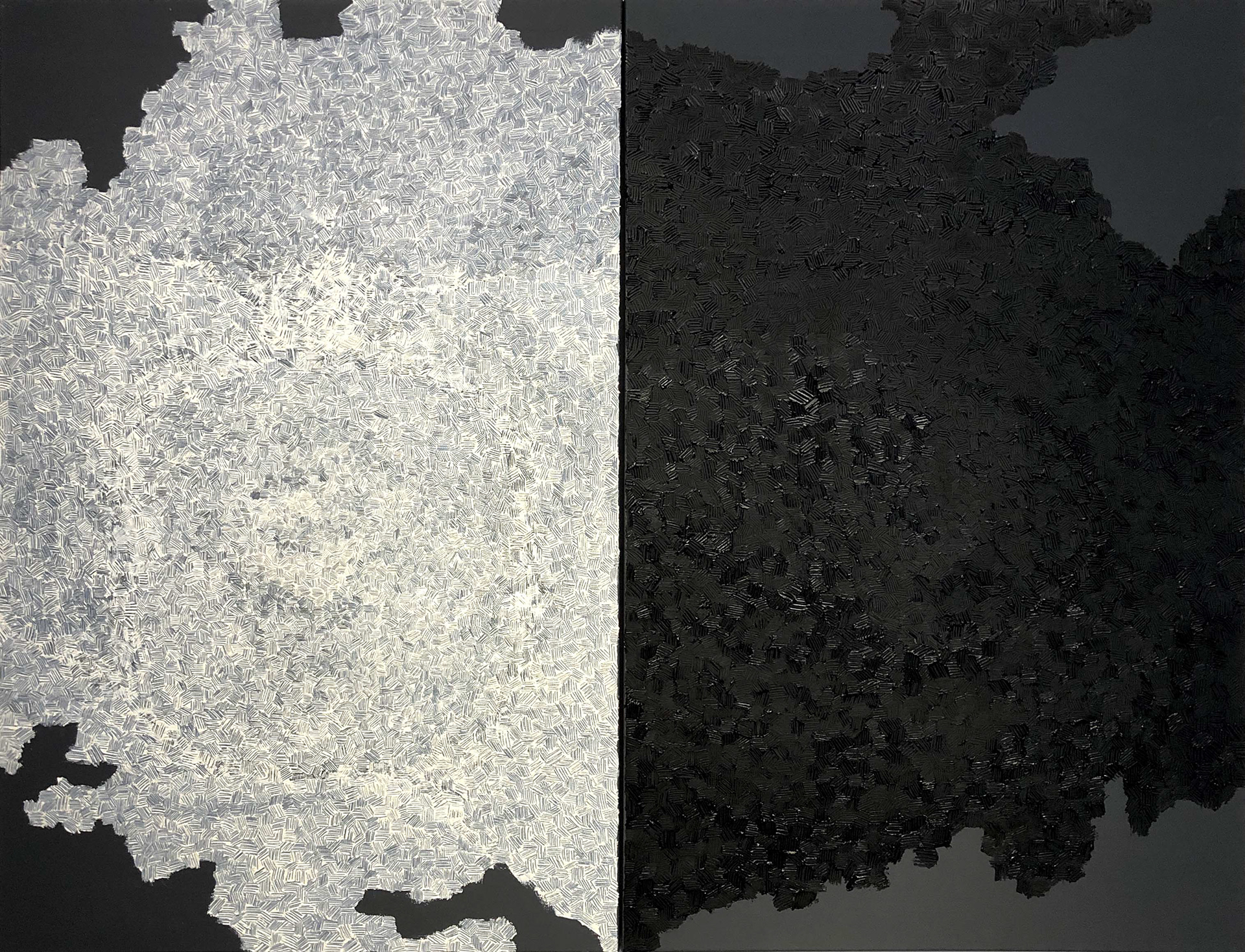 Black from Gray & White from Gray, Oil on canvas, 2020
