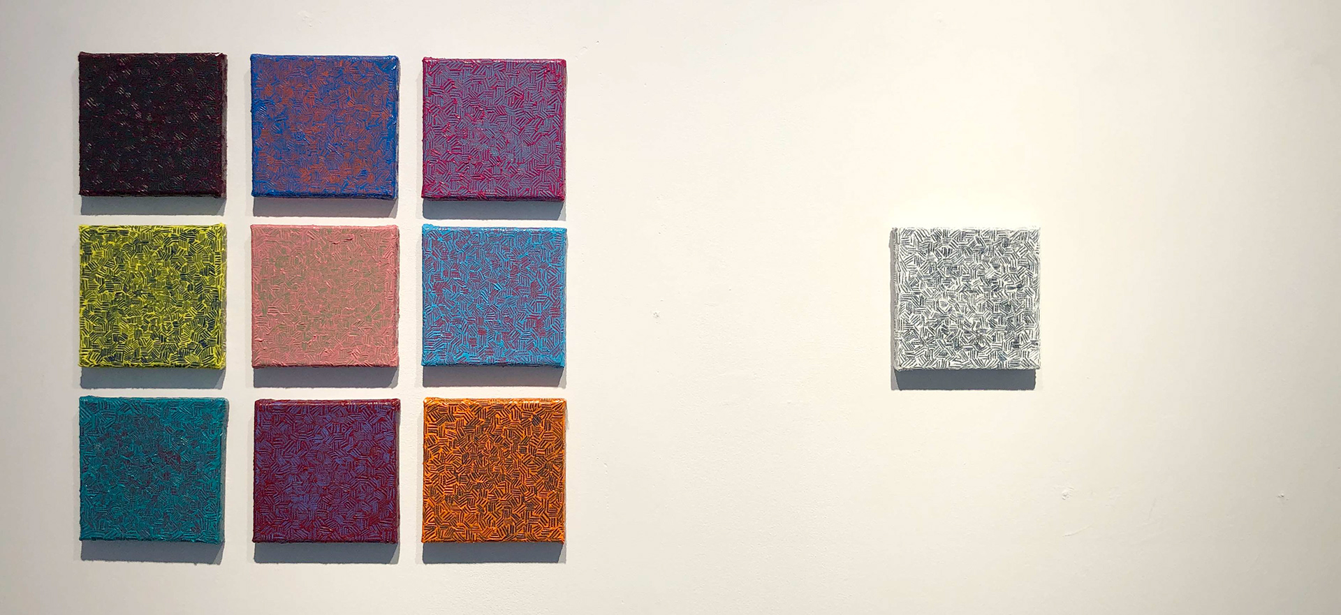 9 + 1 = 0, Oil on canvas, 13 X 13 cm (each size), 2020