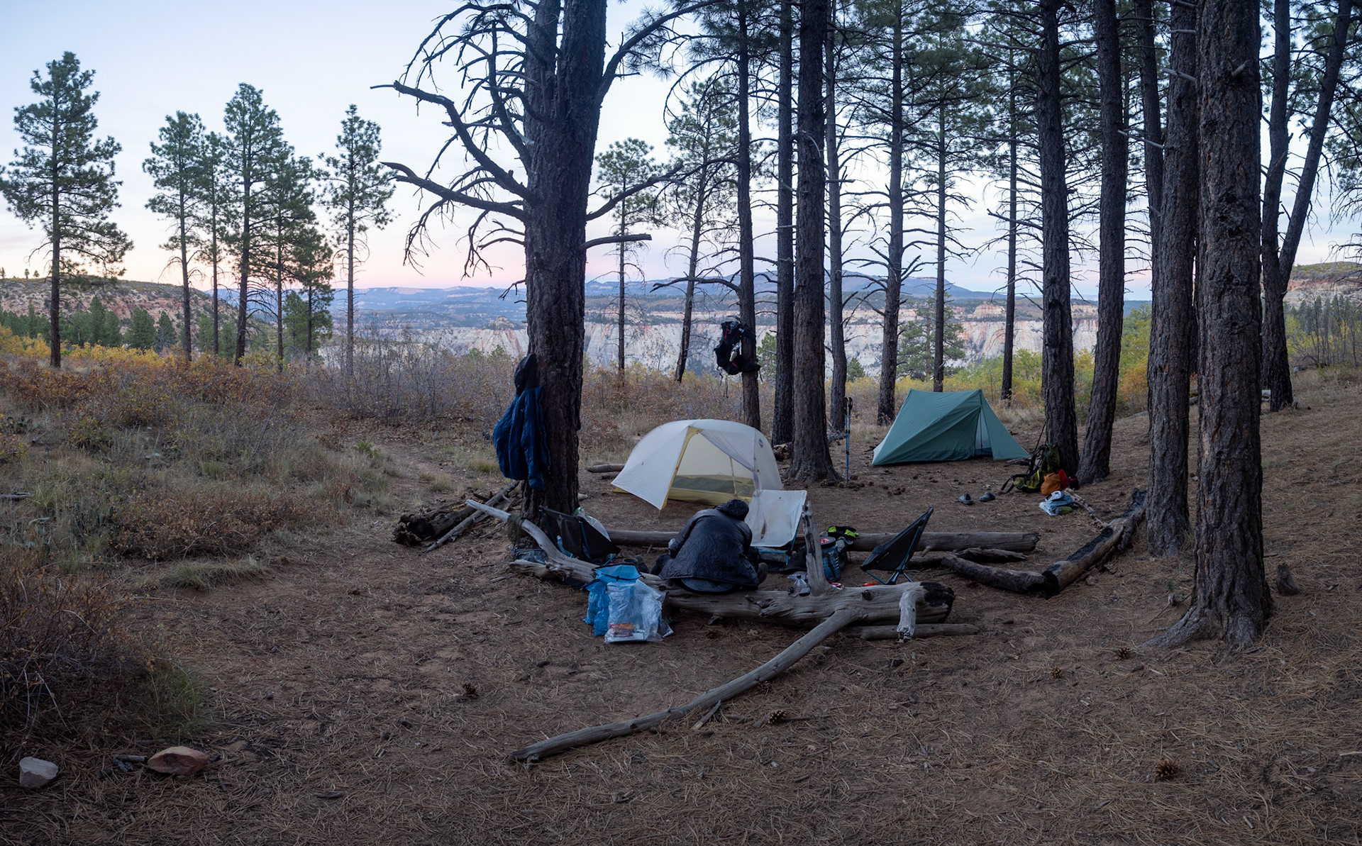 Campsite #1 Junction West Rim Trail, Grotto Access, and Telephone Canyon. 2 nights here