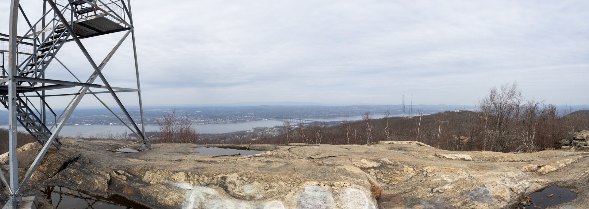 Route 84 bridge with Newburg on the West side, and Beacon on the East, and the restored fire tower. (Google it)