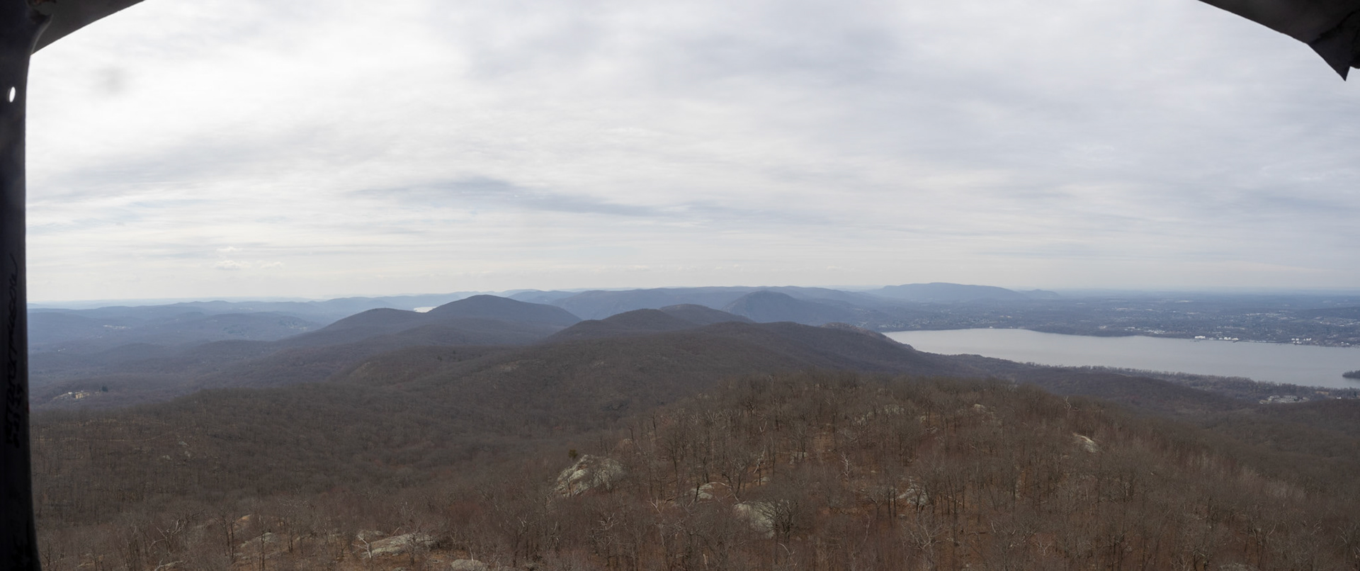 3 image composite out one side of the Observation Deck Beacon Fire Tower.