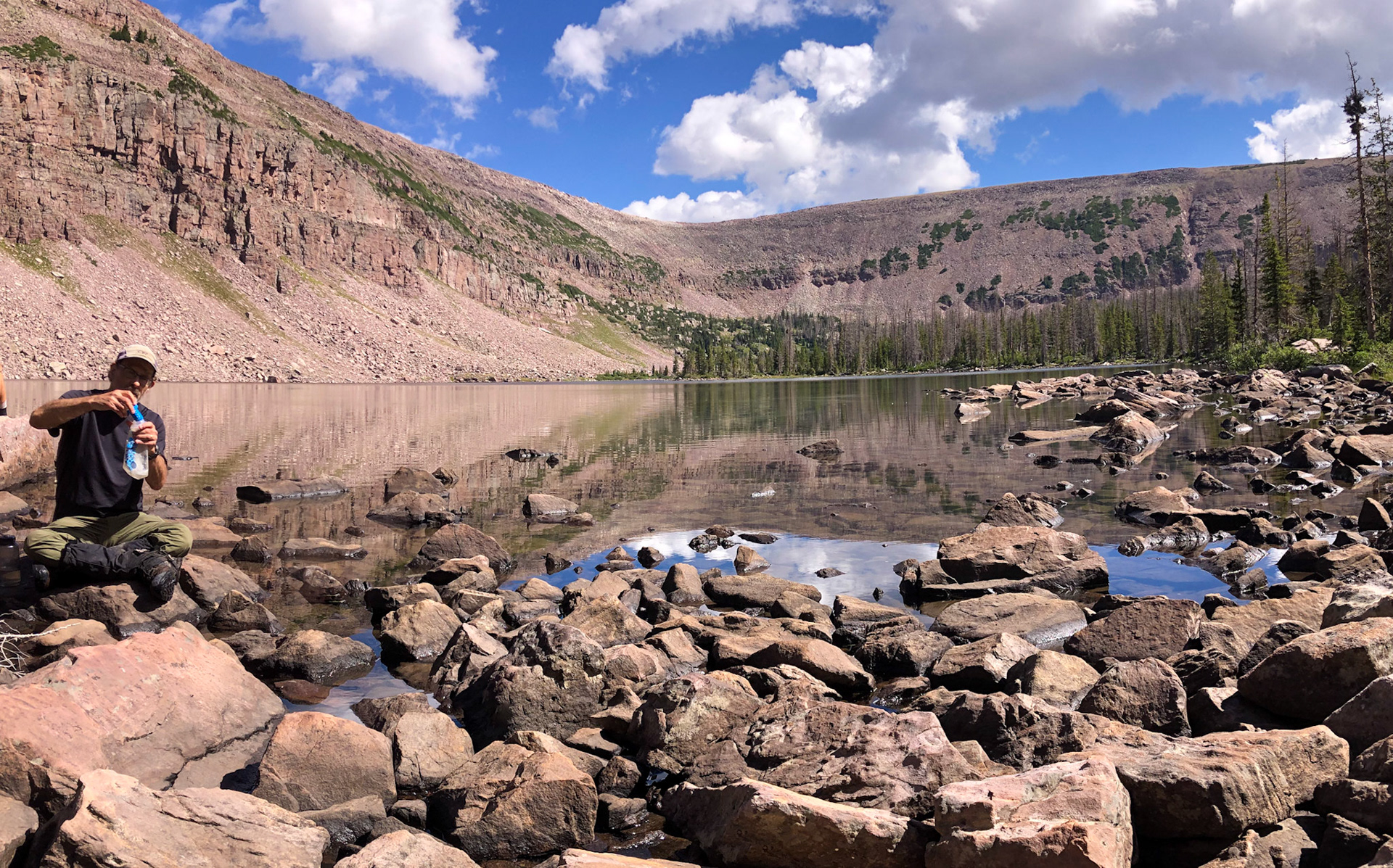 Mike doing water on Jean's Lake