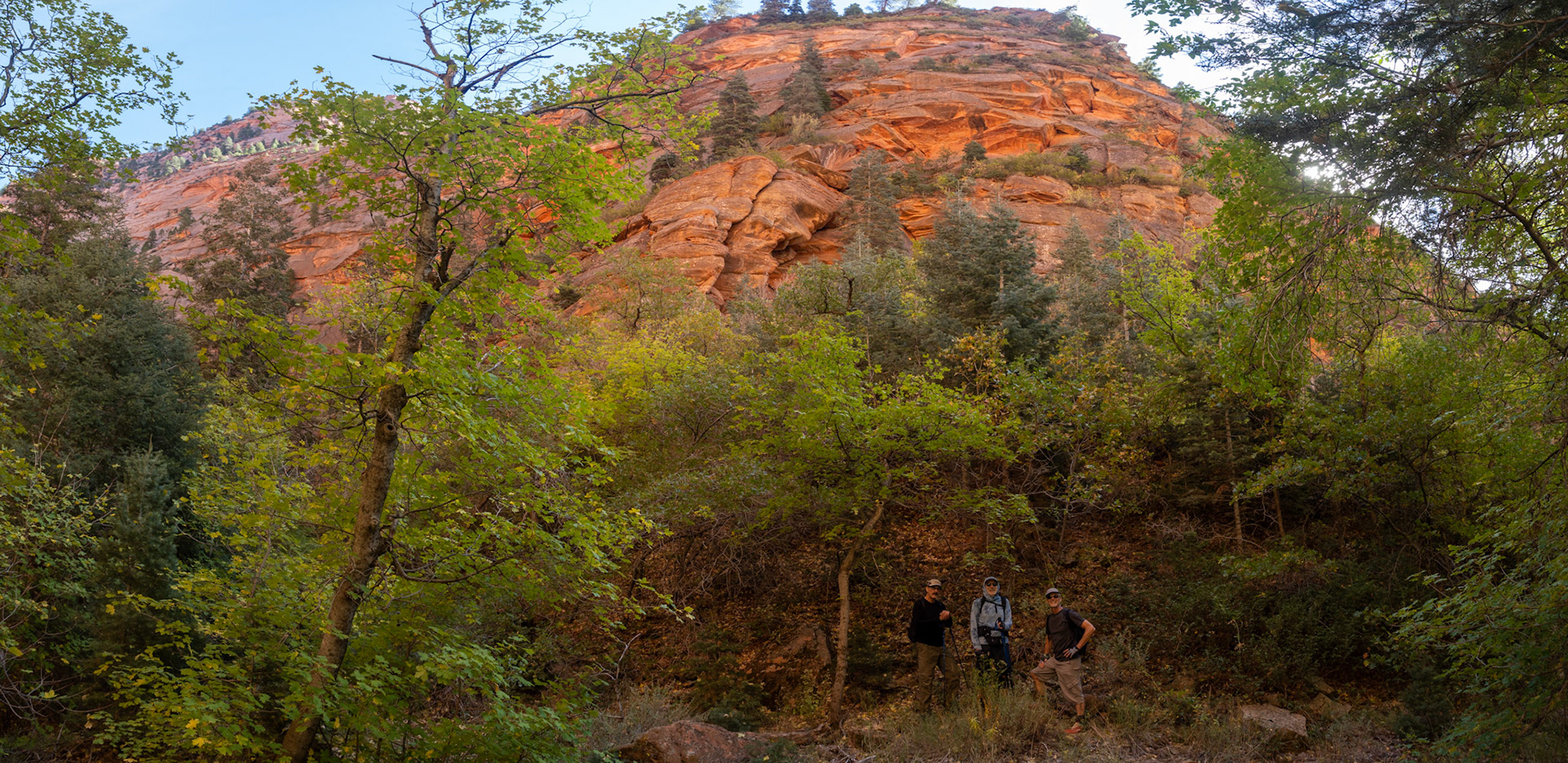 More reflected glow light on the Navajo Sandstone from the opposite canyon wall with my friends.