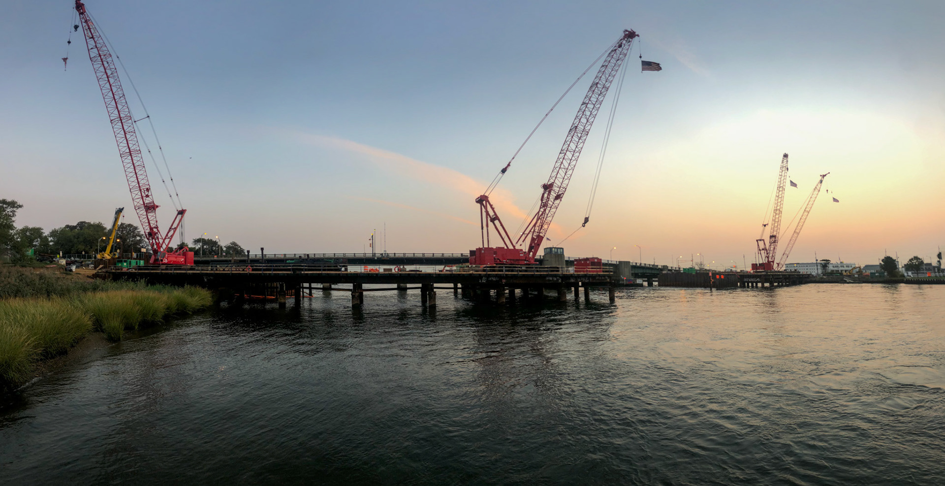 Early Morning Bridge Construction Sea Bright iPhone X Composite