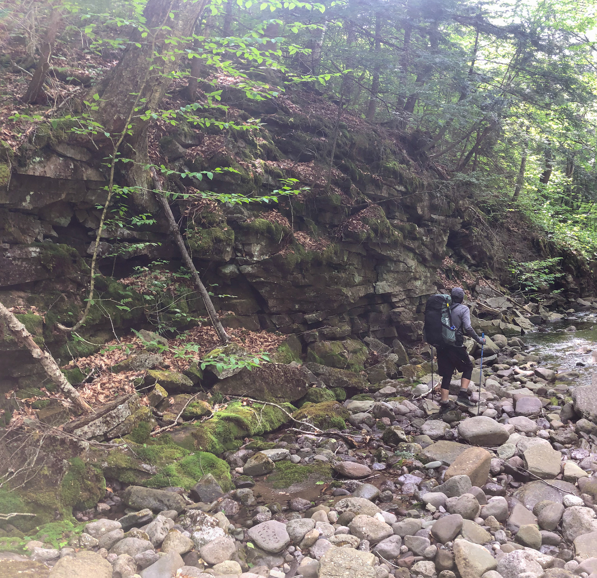 Can't go up, or forward, so cross the Neversink again.