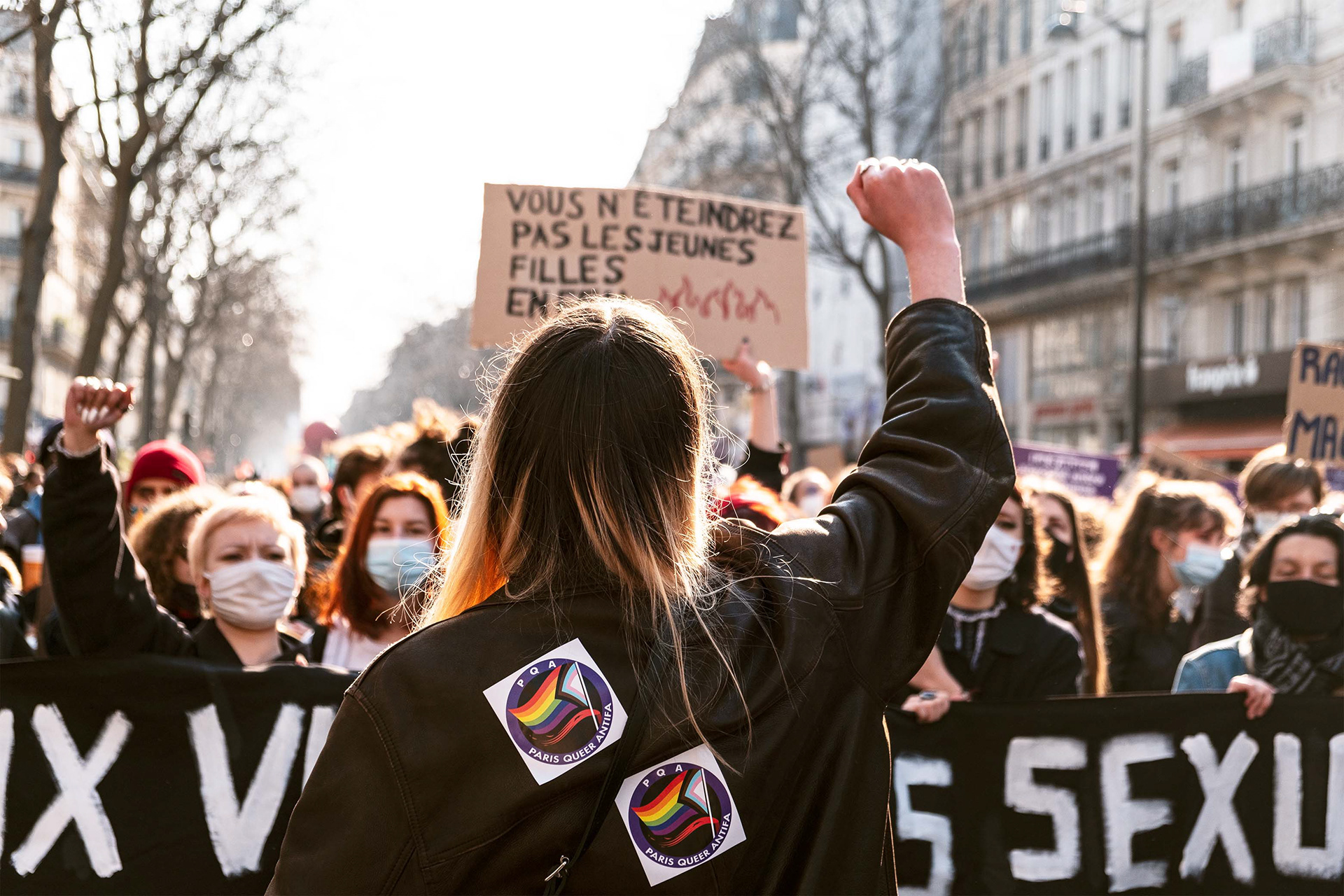Manifestation pour la journée internationale des droits des femmes, Paris, 8 mars 2021.