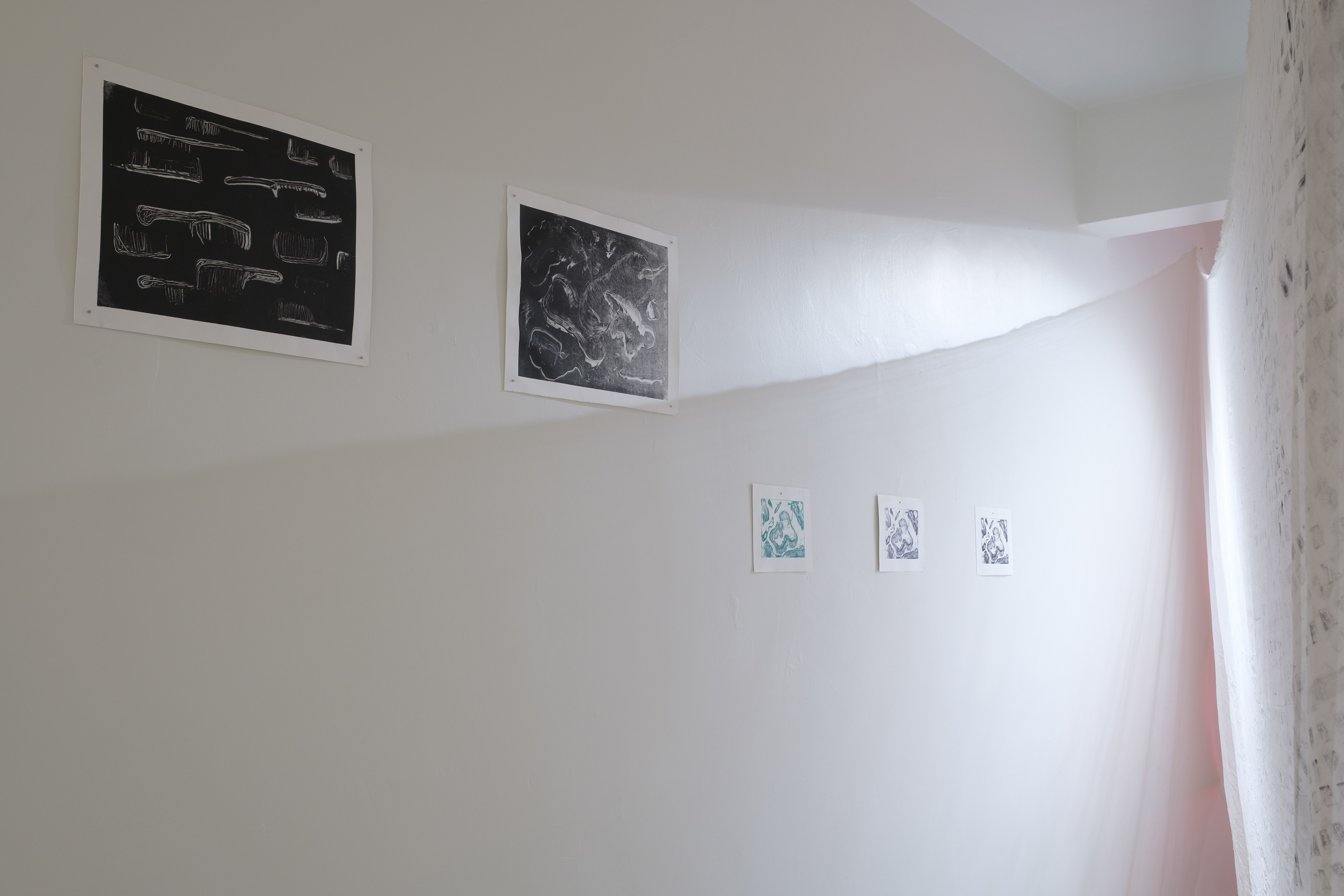 the patrol, metal etching and mono print series, 2022 / installation view from Occupation, Barın Han, 2022