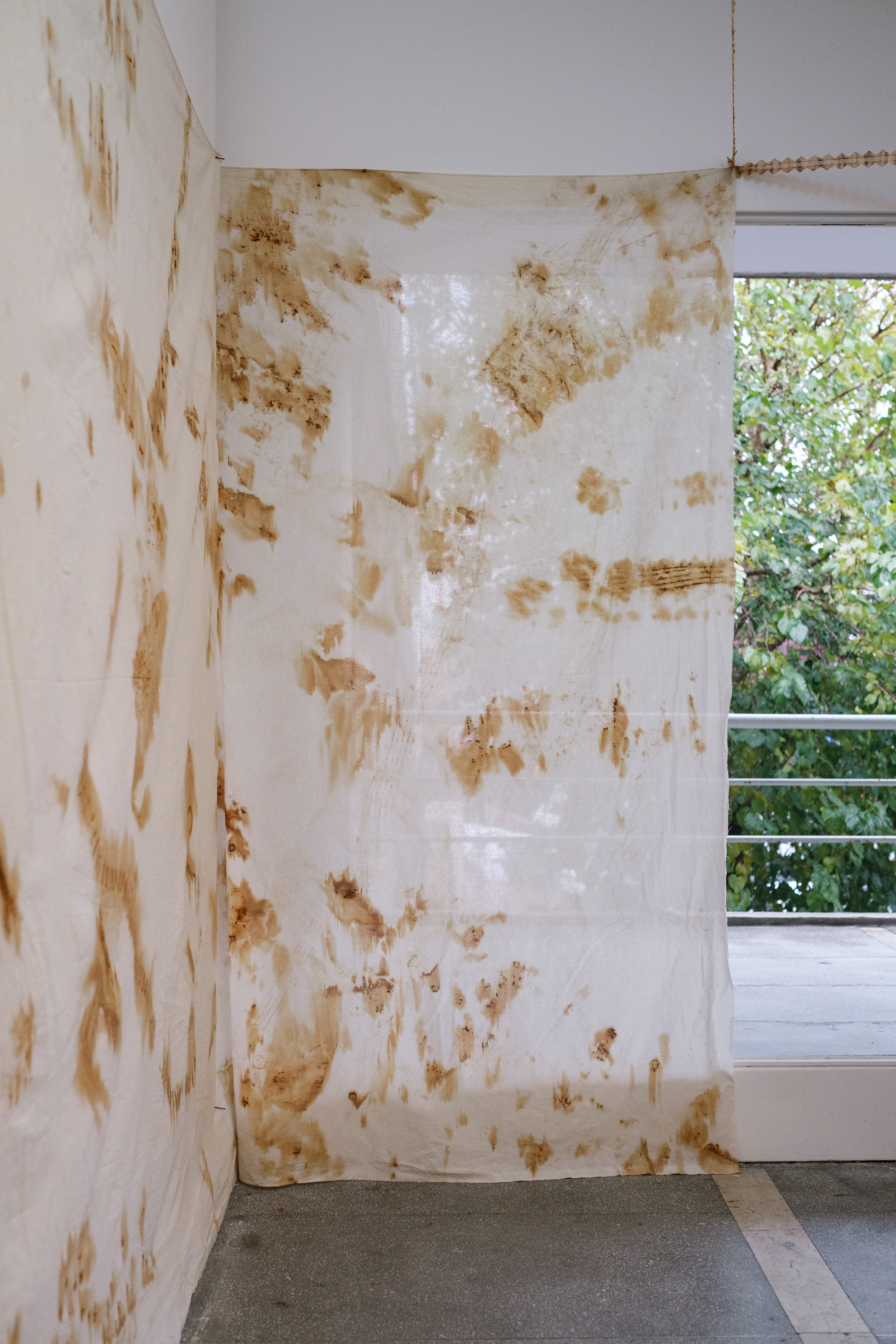 Cloth No.1, 2022, rust print on fabric, close-up