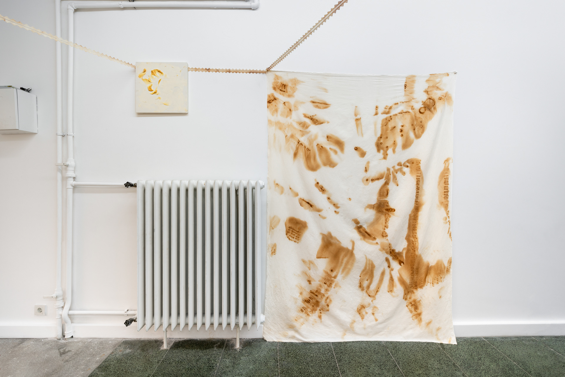 Cloth No.2, 2022, rust print on fabric, 220 x 150 cm