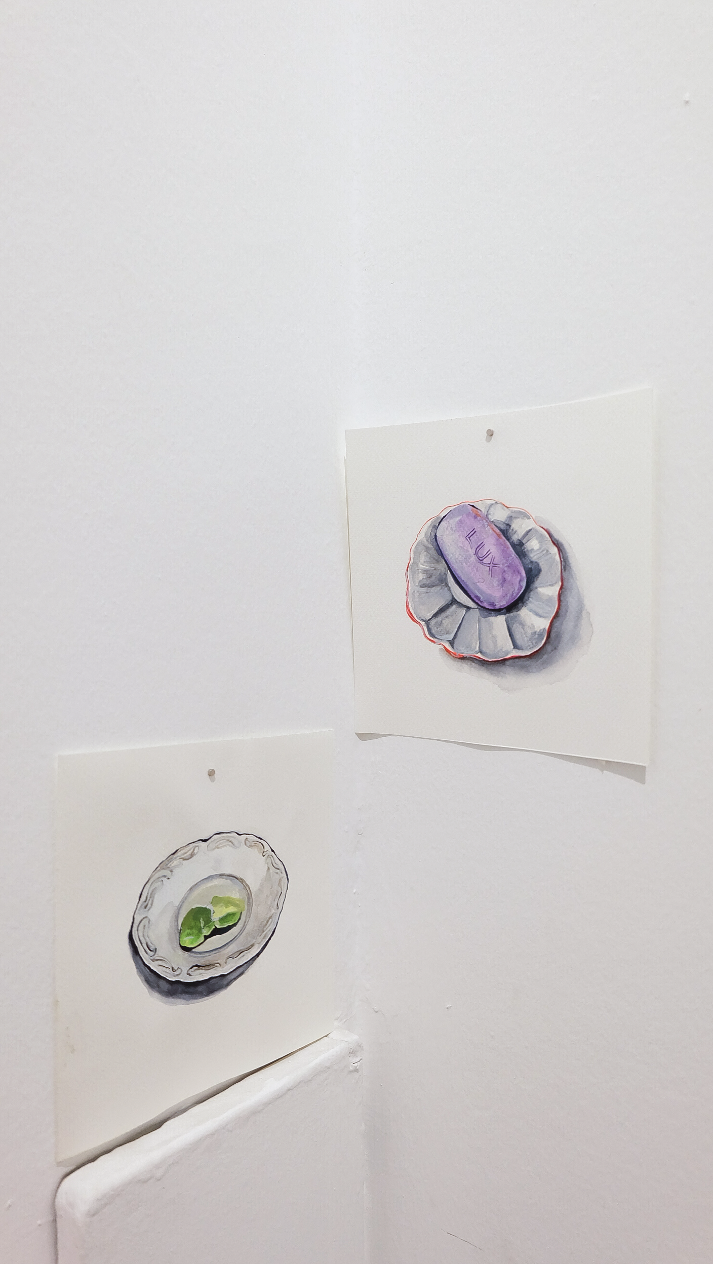 No.4, No.5, 2023, watercolor on paper, 20 x 20 cm / installation view from Kasa Gallery, 2023