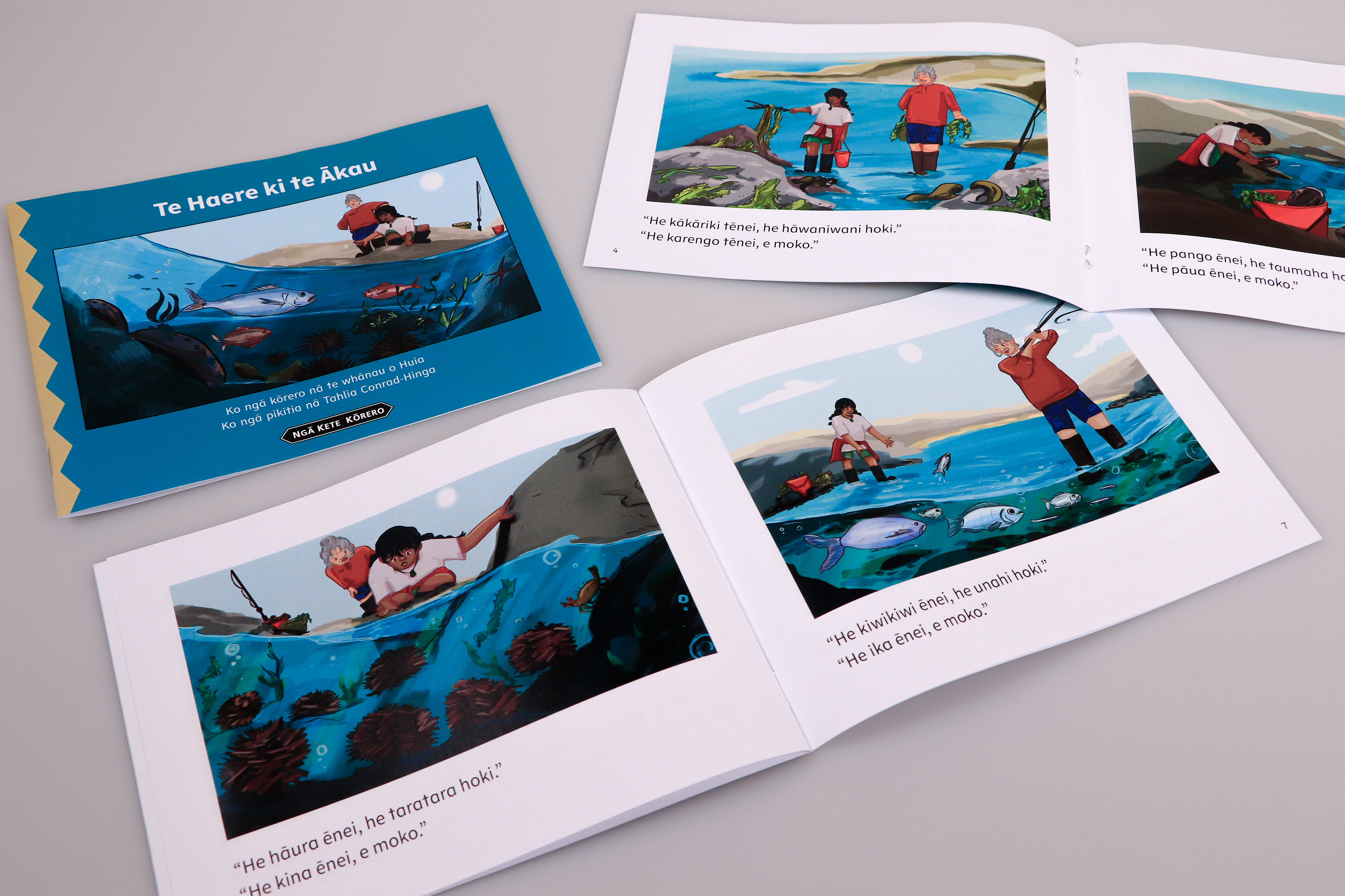 Illustrations for Te Haere ki te Ākau, Ngā Kete Kōrero 2024, Huia Publishers