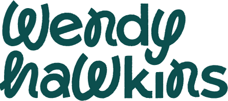 Logo for Wendy Hawkins / Green handletteredand text