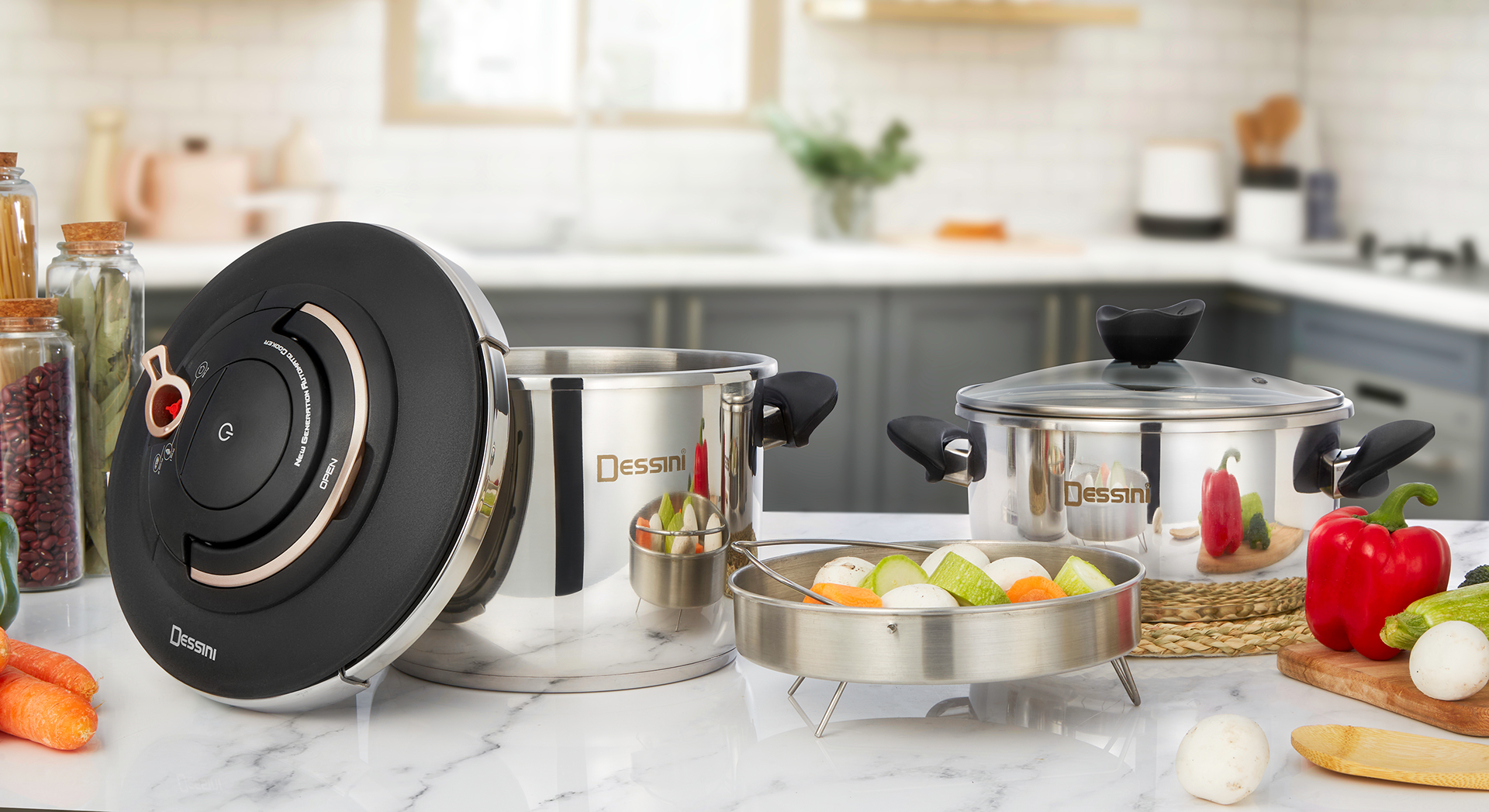 Non-stick cooking pot with glass lid displayed on a clean white background