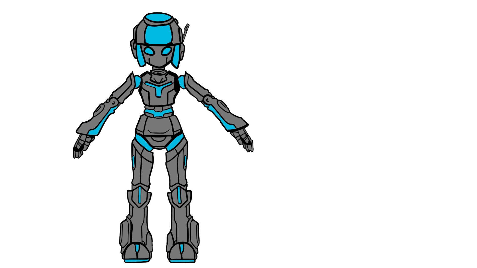 This is the third concept of Korn having a too feminine style and not wanting to give a particular sex to the robot this one was abandoned