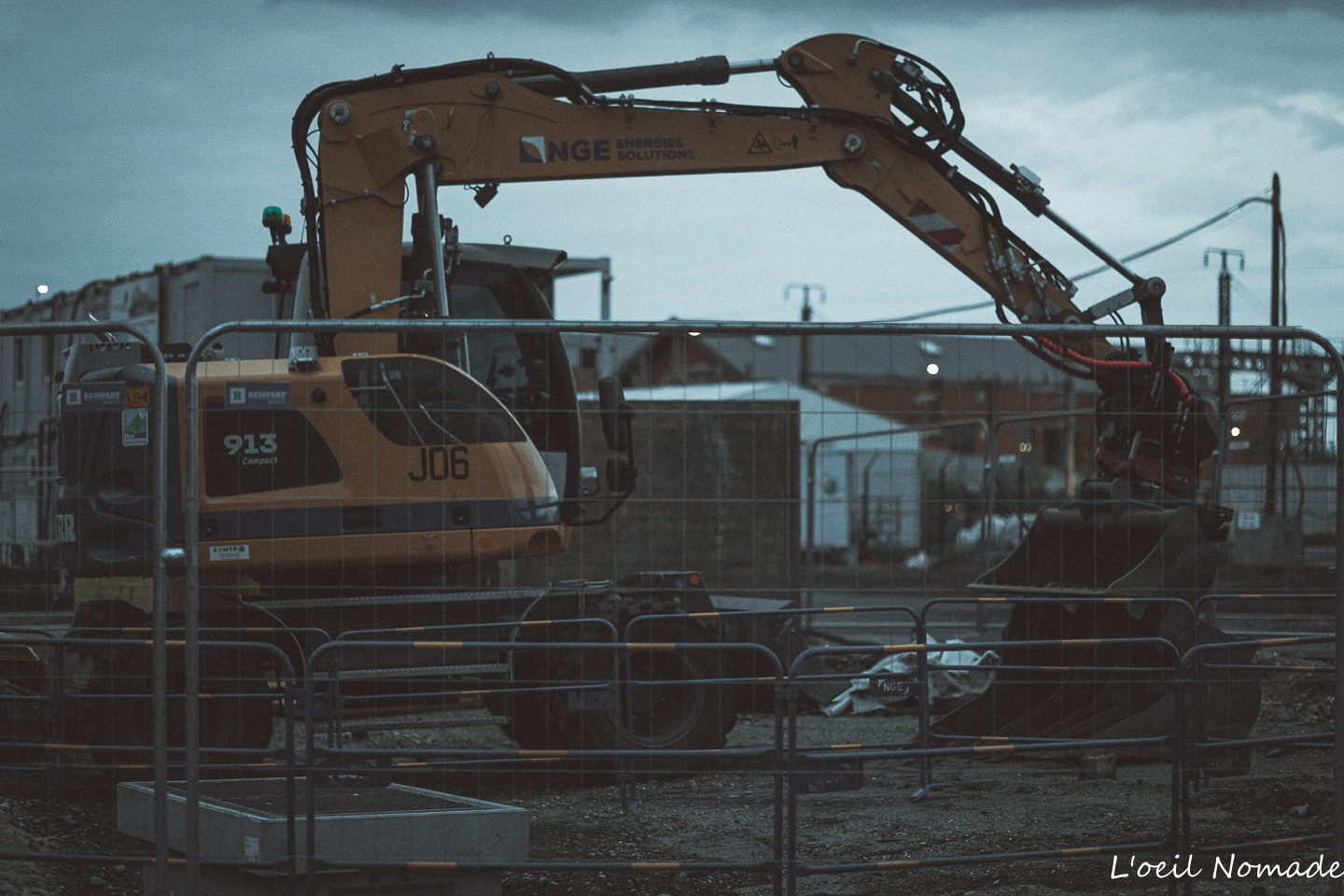 Engins de chantier sur le projet de tramway au Havre