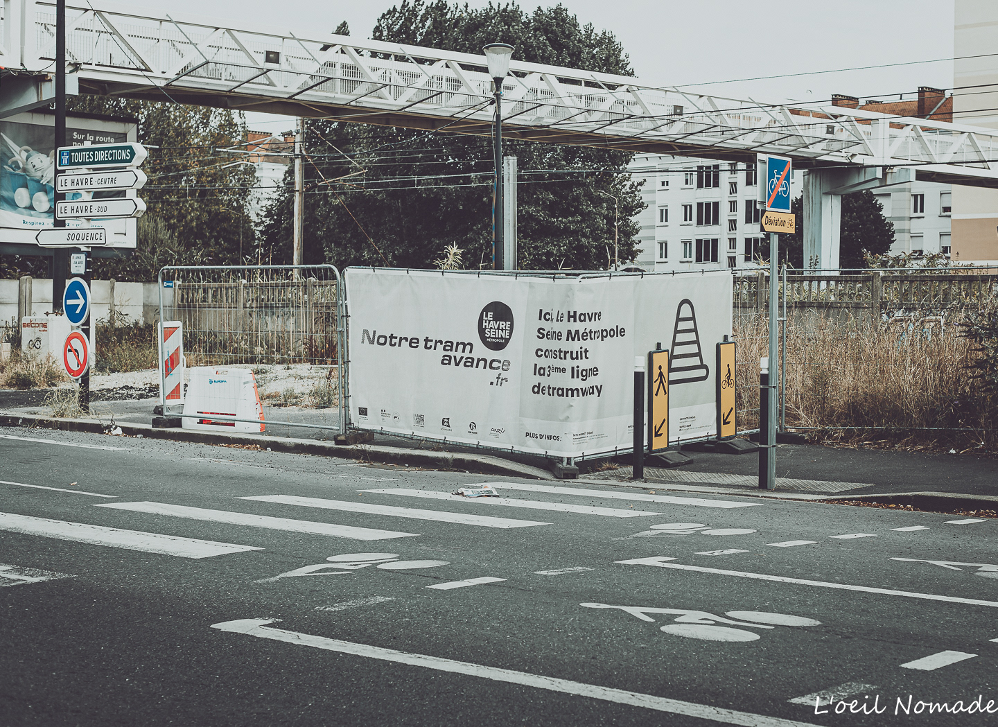 Accès sécurisé au chantier de la future ligne C du tramway du Havre.