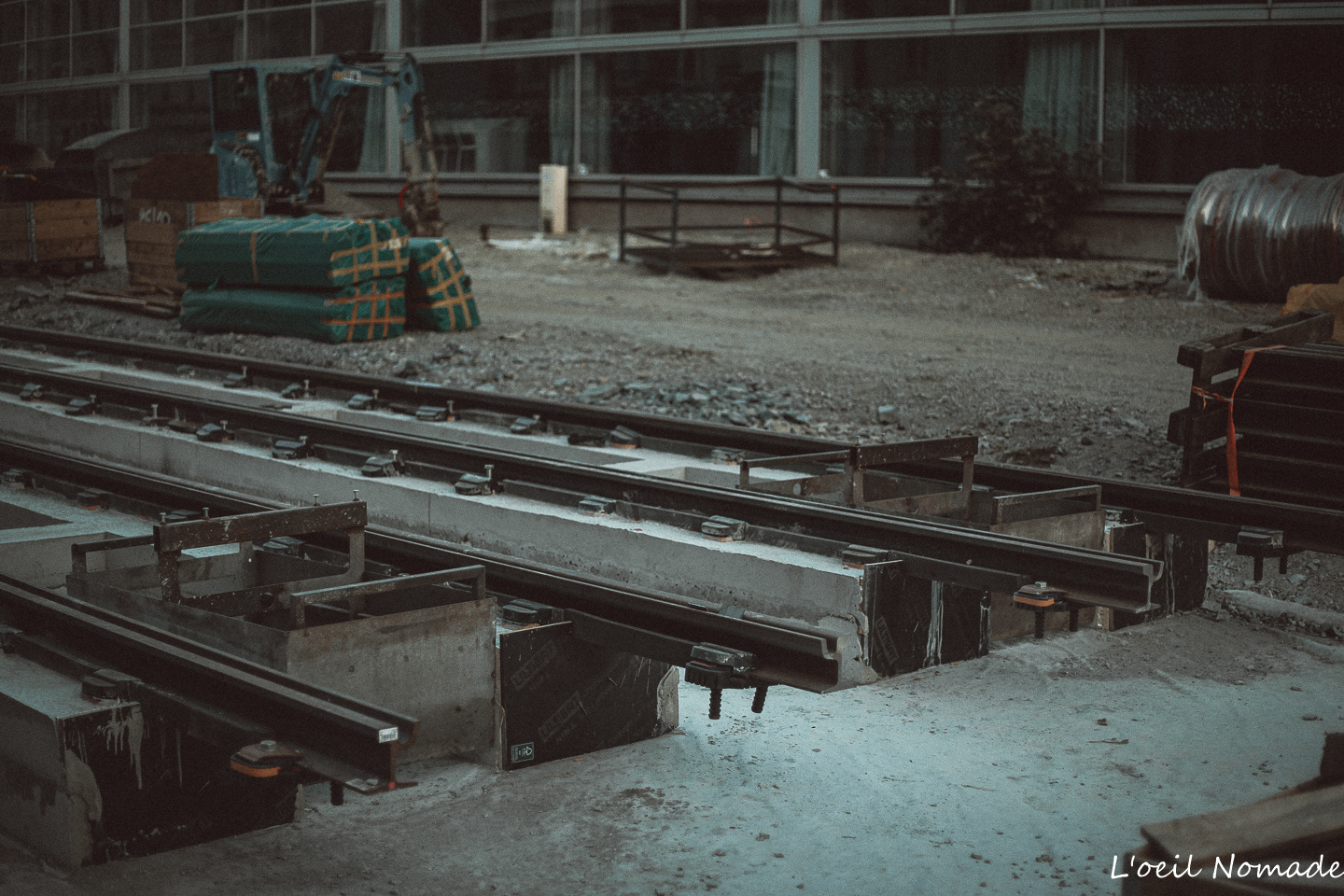 Réseaux techniques en cours d'installation sur le chantier du tramway