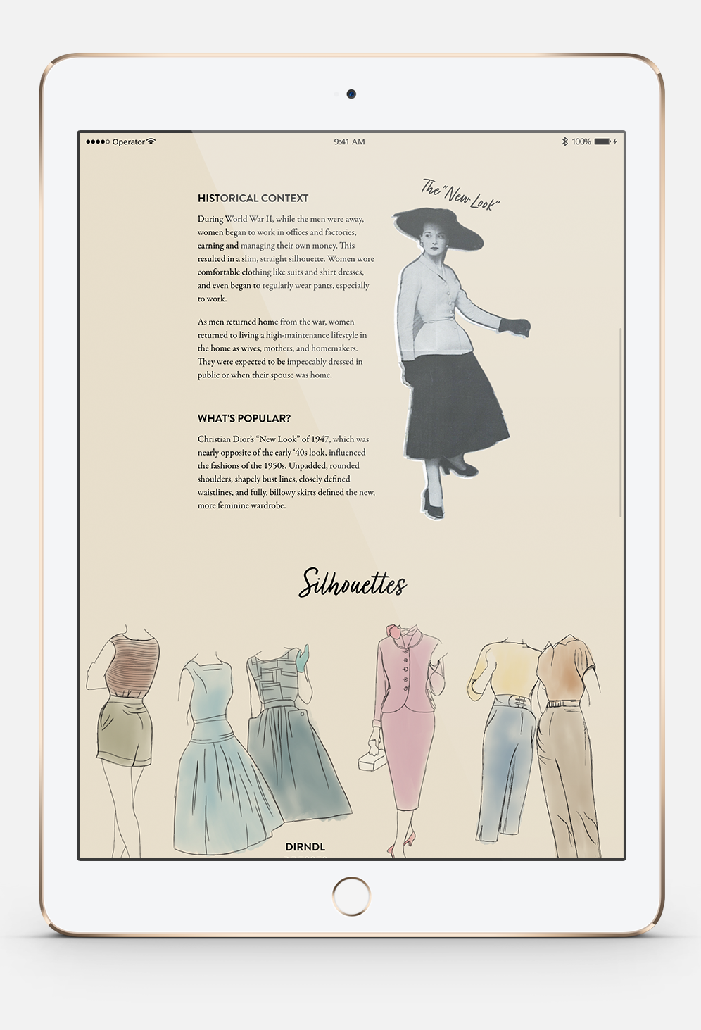 Historical Context and Silhouettes: Tablet View