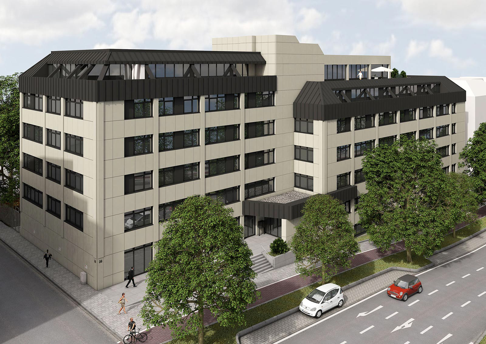 Aussenvisualisierung Bürogebäude Stuttgart