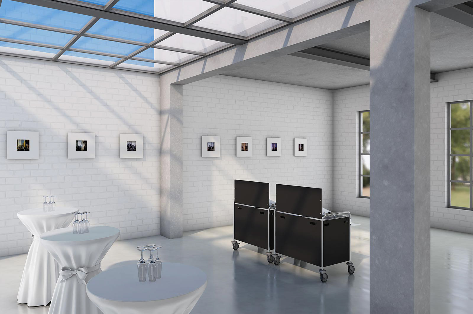 Servierwagen / virtueller Prästationsraum "Galerie"
