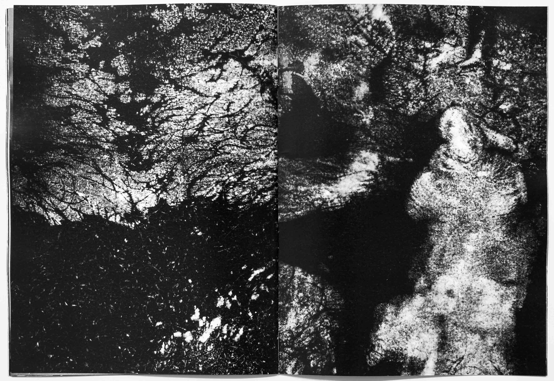 Two photographs from Tobias Ahlbrecht's 'ONE' book showing abstract forms and colorful photo experimentations starring the artist himself.
