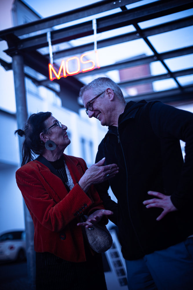 Michael Walther and Dagmaer Glausnitzer-Smith at the MOSI Museum during Tobias Ahlbrecht's exhibition.