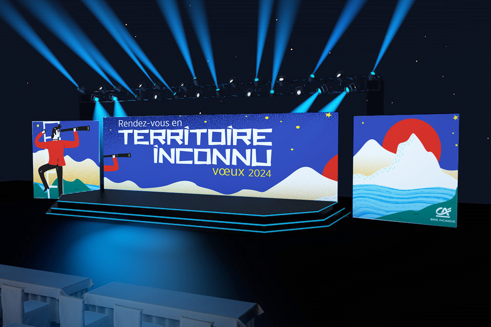 Projection sur 3 écrans géants