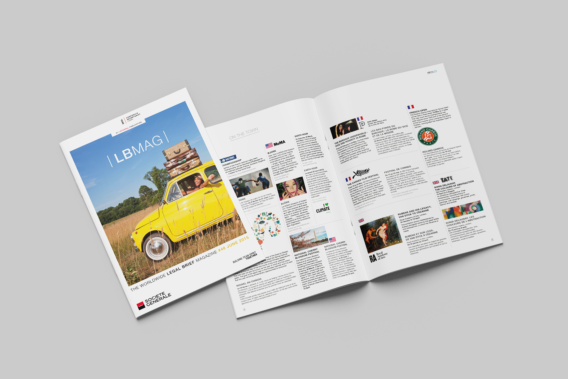 LB Mag (Société Générale) : magazine trimestriel, 24 pages, en deux langues -> Création de la maquette, exécution et suivi de fabrication