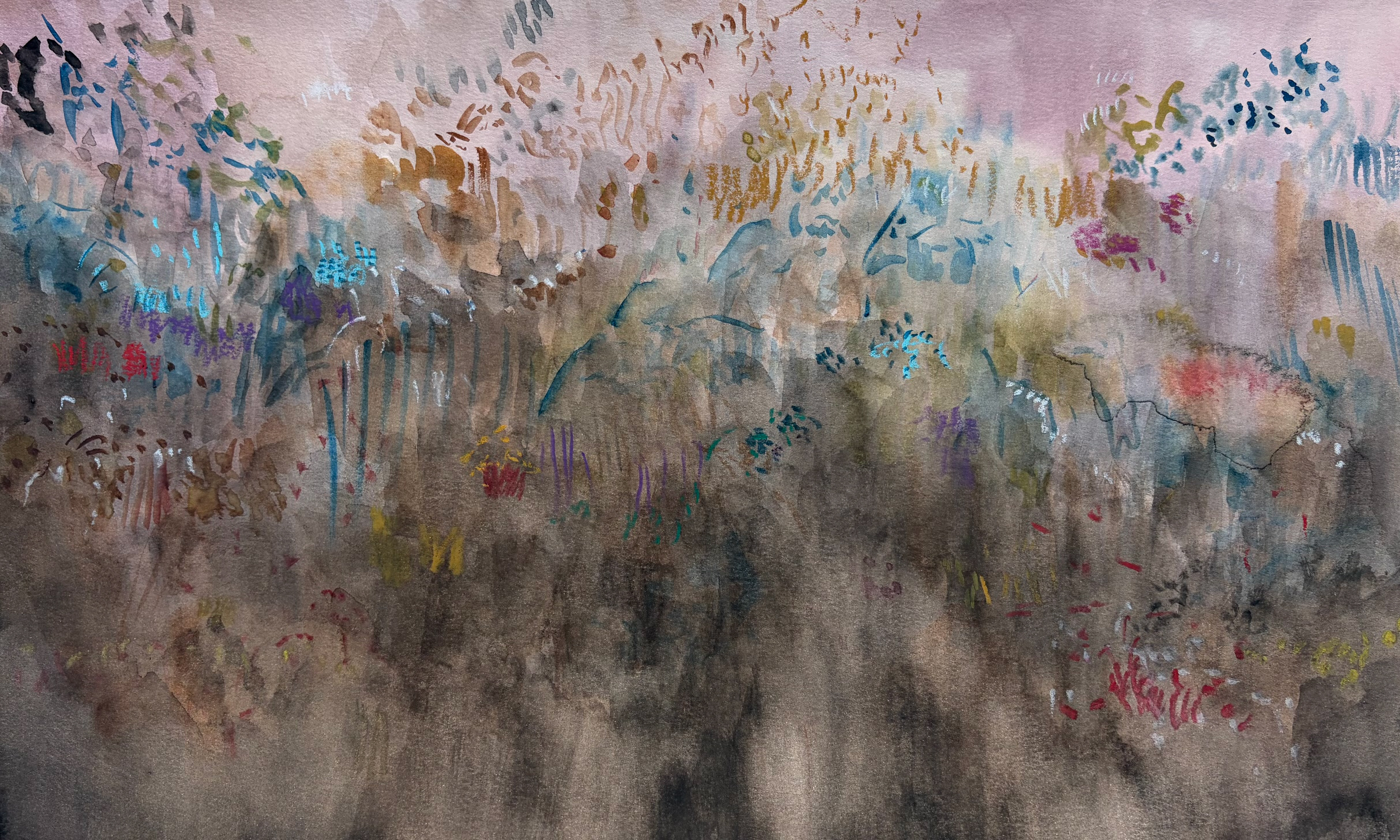 Pedro Kubitschek - Ciliares. Aquarela e pastel seco sobre papel. 2026. 35 x 45 cm.