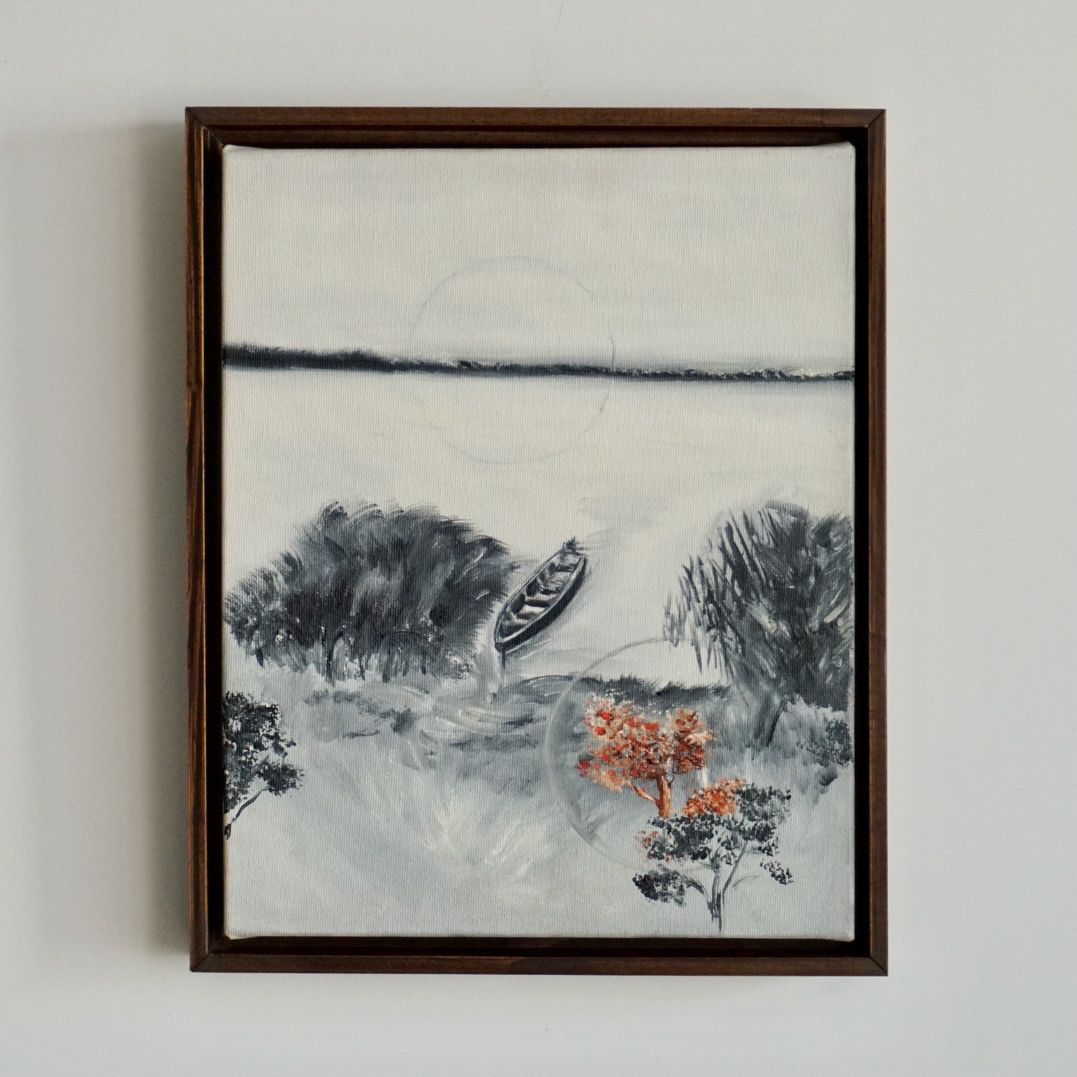 Pedro Diniz Kubitschek - Barco do Rio São Francisco  [da série IN SITU]. 2019. Óleo sobre tela.  30 x 24 cm.