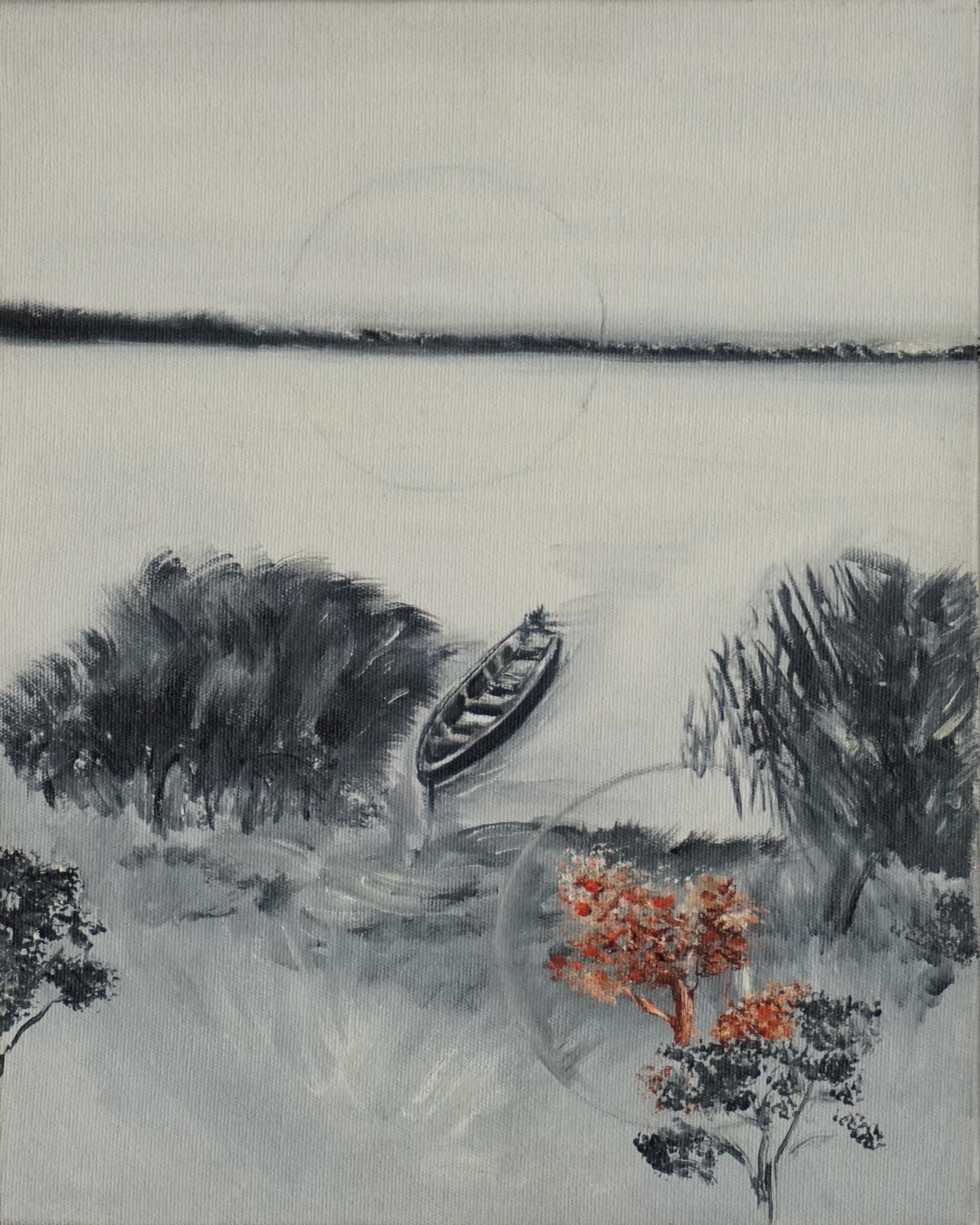 Pedro Diniz Kubitschek -  Barco do Rio São Francisco  [da série IN SITU]. 2019. Óleo sobre tela.  30 x 24 cm.