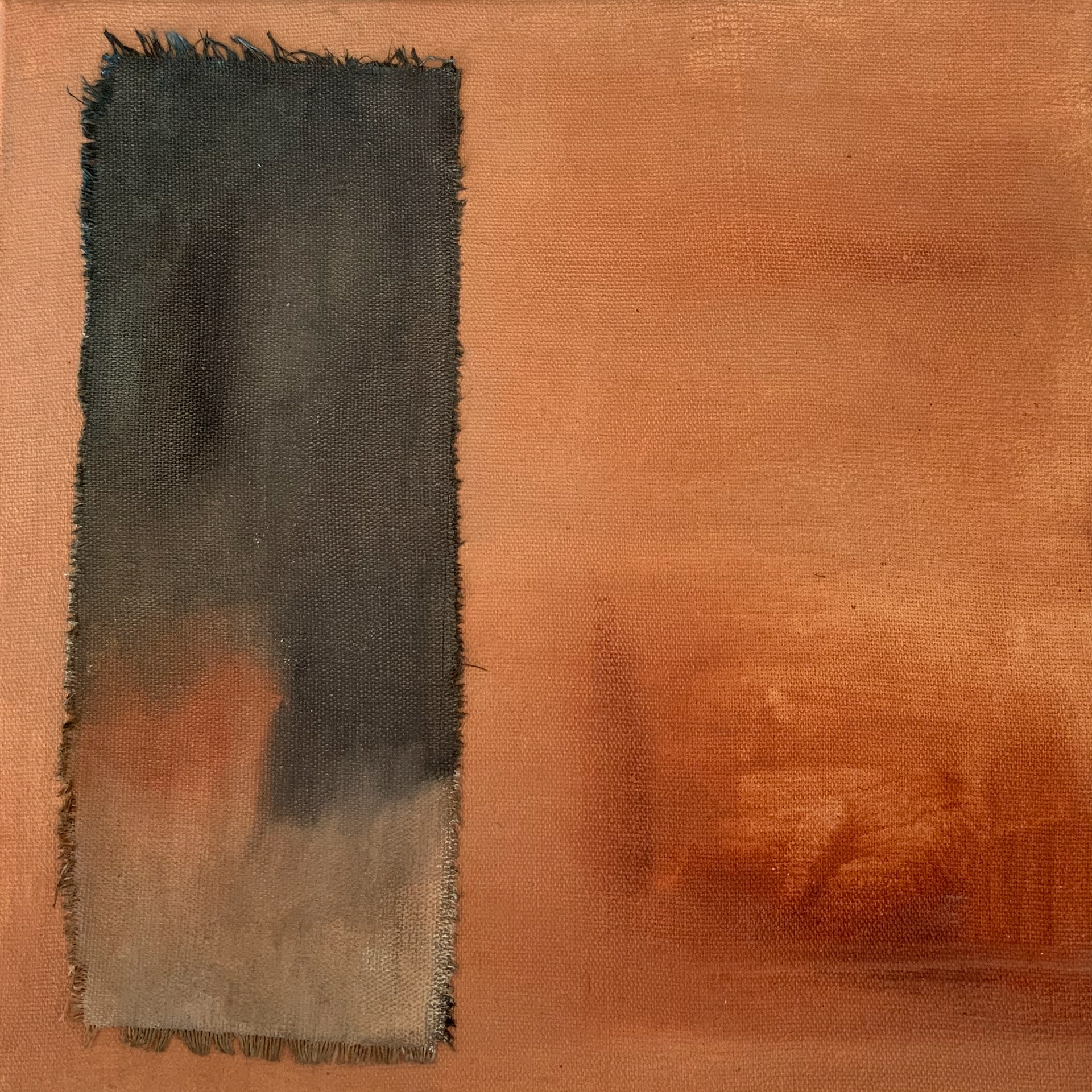 Pedro Diniz Kubitschek Peles I [da série TRIBOS]. 2020. Óleo sobre tela com retalho de tela aplicado.  20 x 20 cm.