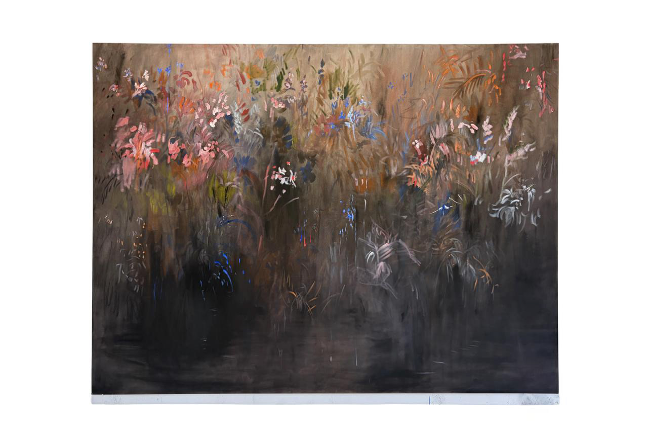 Pedro Diniz Kubitschek.  Flores noturnas habitam a margem. 2025. Óleo sobre painel. 150 x  200  x 4  cm 
