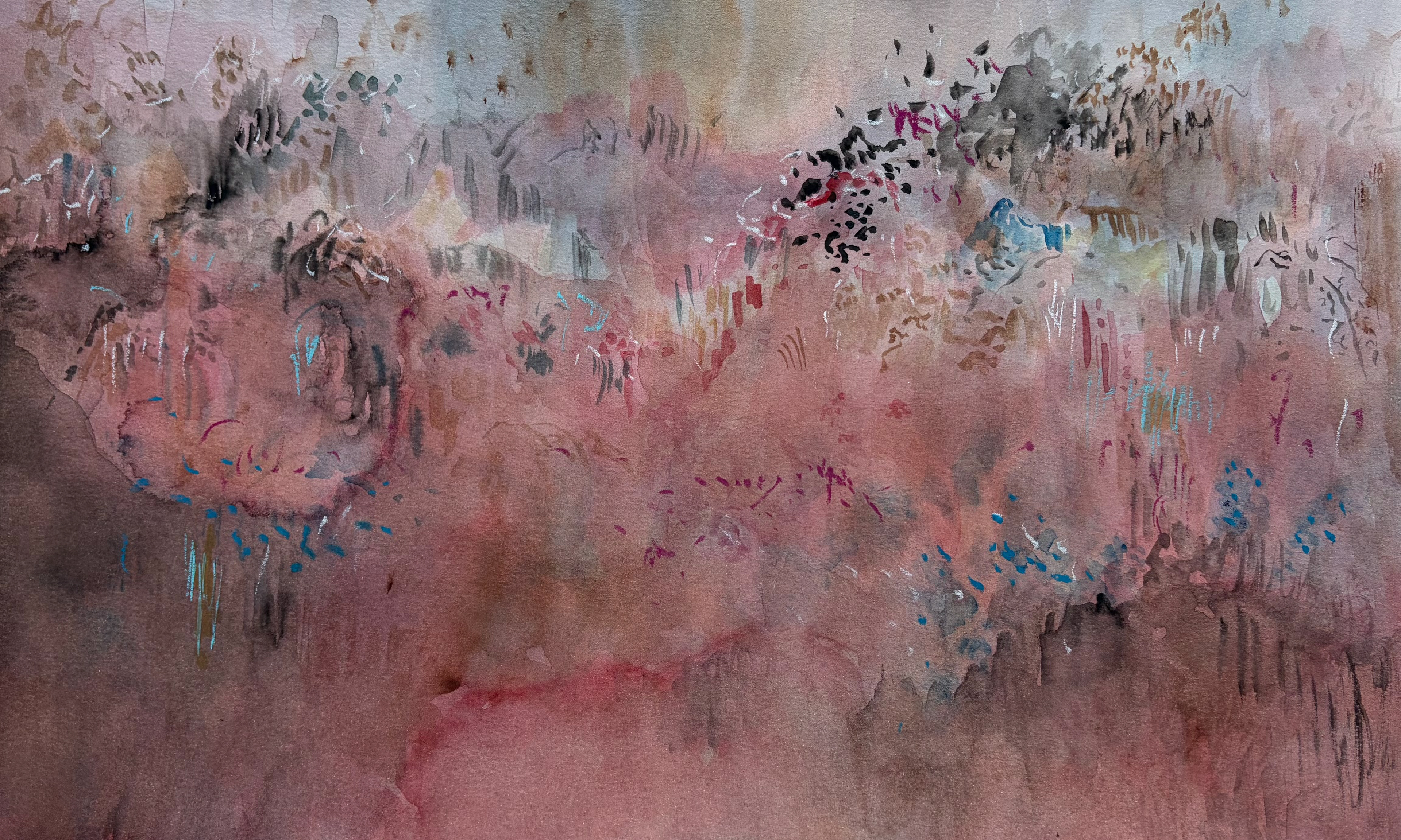Pedro Kubitschek - Ciliares. Aquarela e pastel seco sobre papel. 2026. 35 x 45 cm.