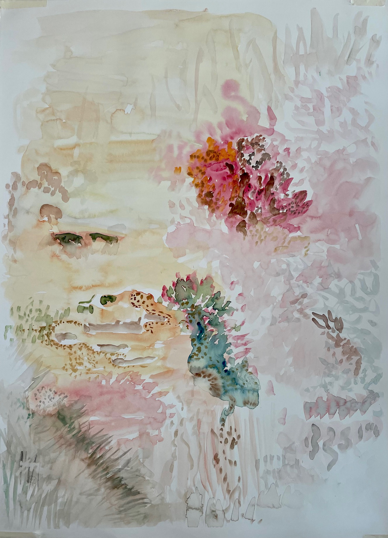  Pedro Diniz Kubitschek  Eflorescências aquareladas II [da série Organich].  2022.  Aquarela sobre papel Hahnemuehle  100%algodão 300g satiné  106 x 78 x 0,1 cm. 