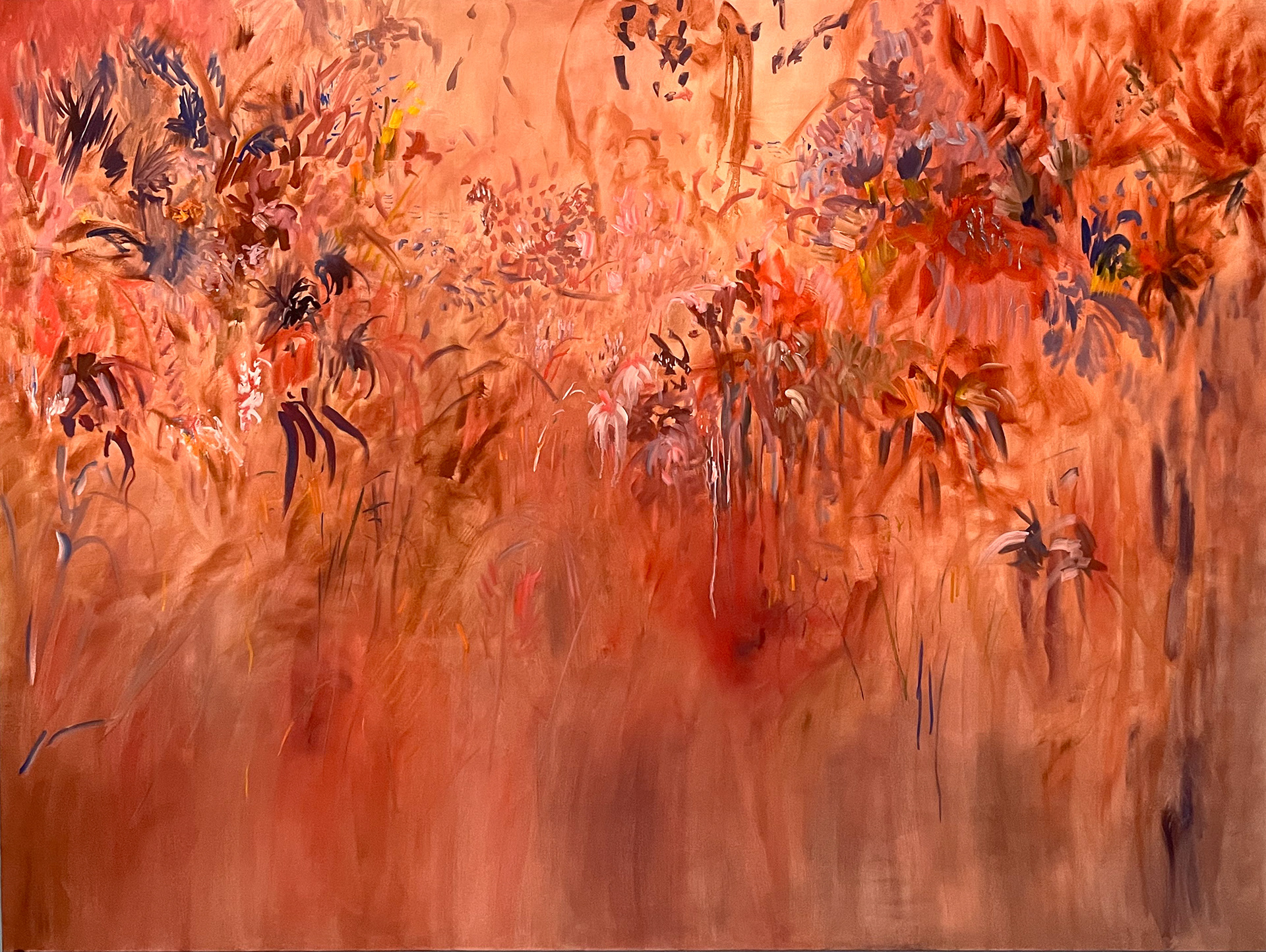 Pedro Diniz Kubitschek. Entre águas e flores num amanhecer qualquer. 2025. Óleo sobre painel. 150 x 200 x 4 cm.