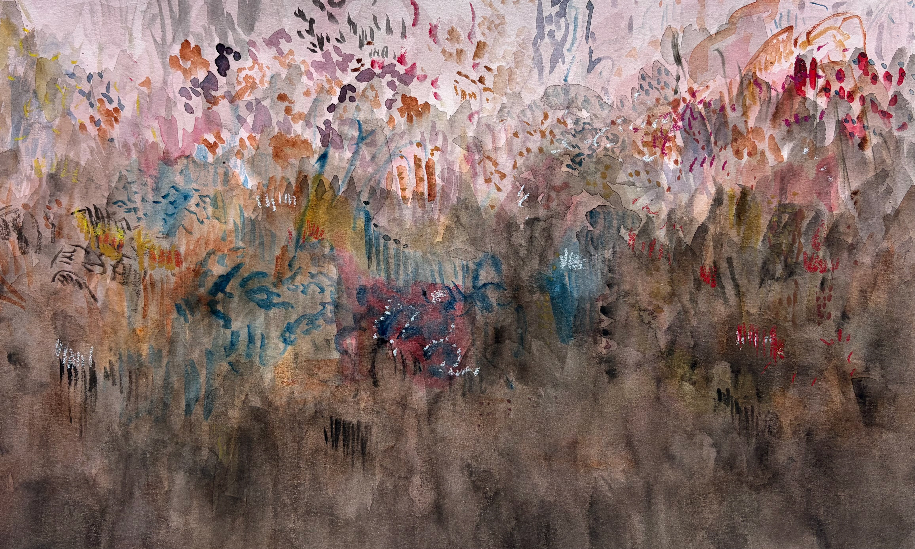Pedro Kubitschek - Ciliares. Aquarela e pastel seco sobre papel. 2026. 35 x 45 cm.