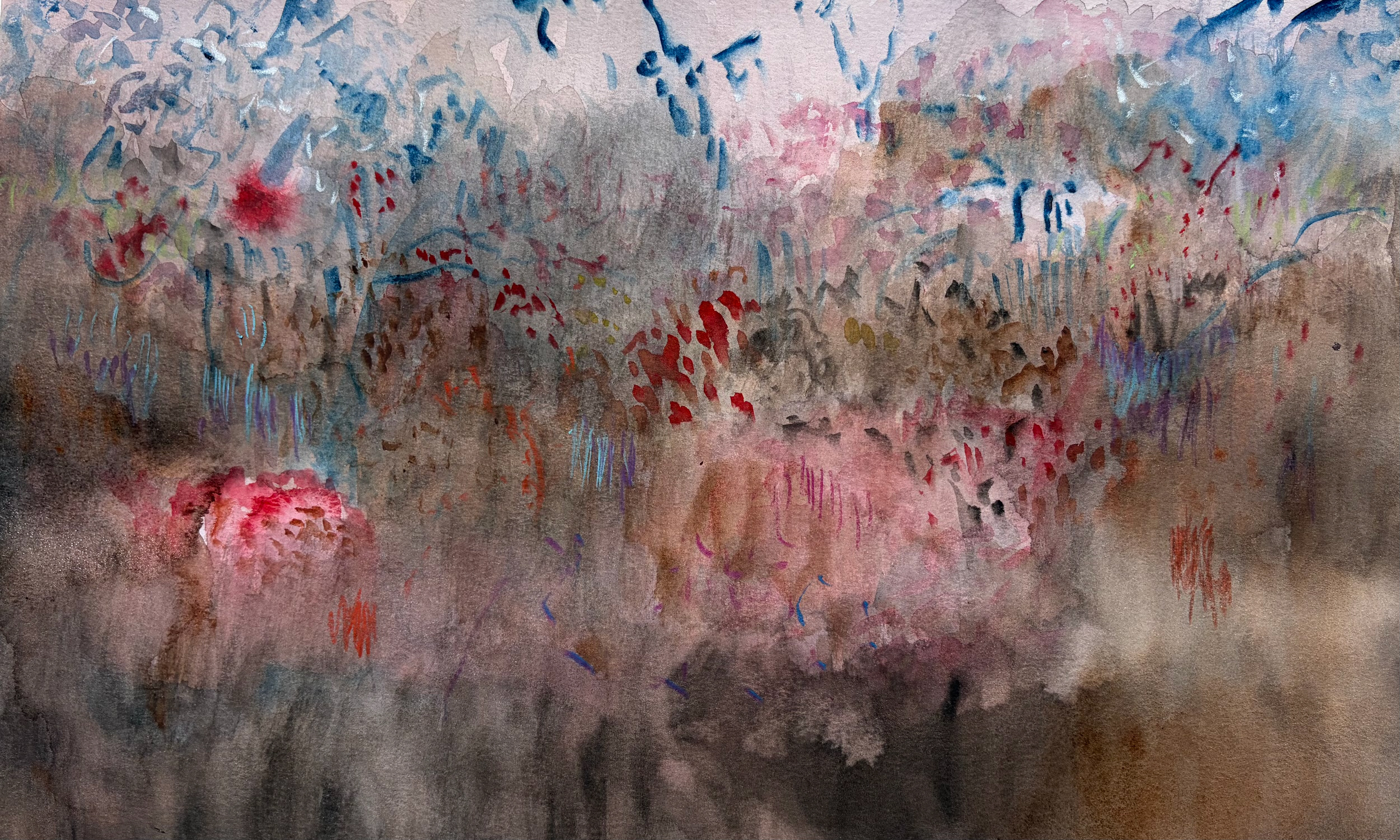 Pedro Kubitschek - Ciliares. Aquarela e pastel seco sobre papel. 2026. 35 x 45 cm.