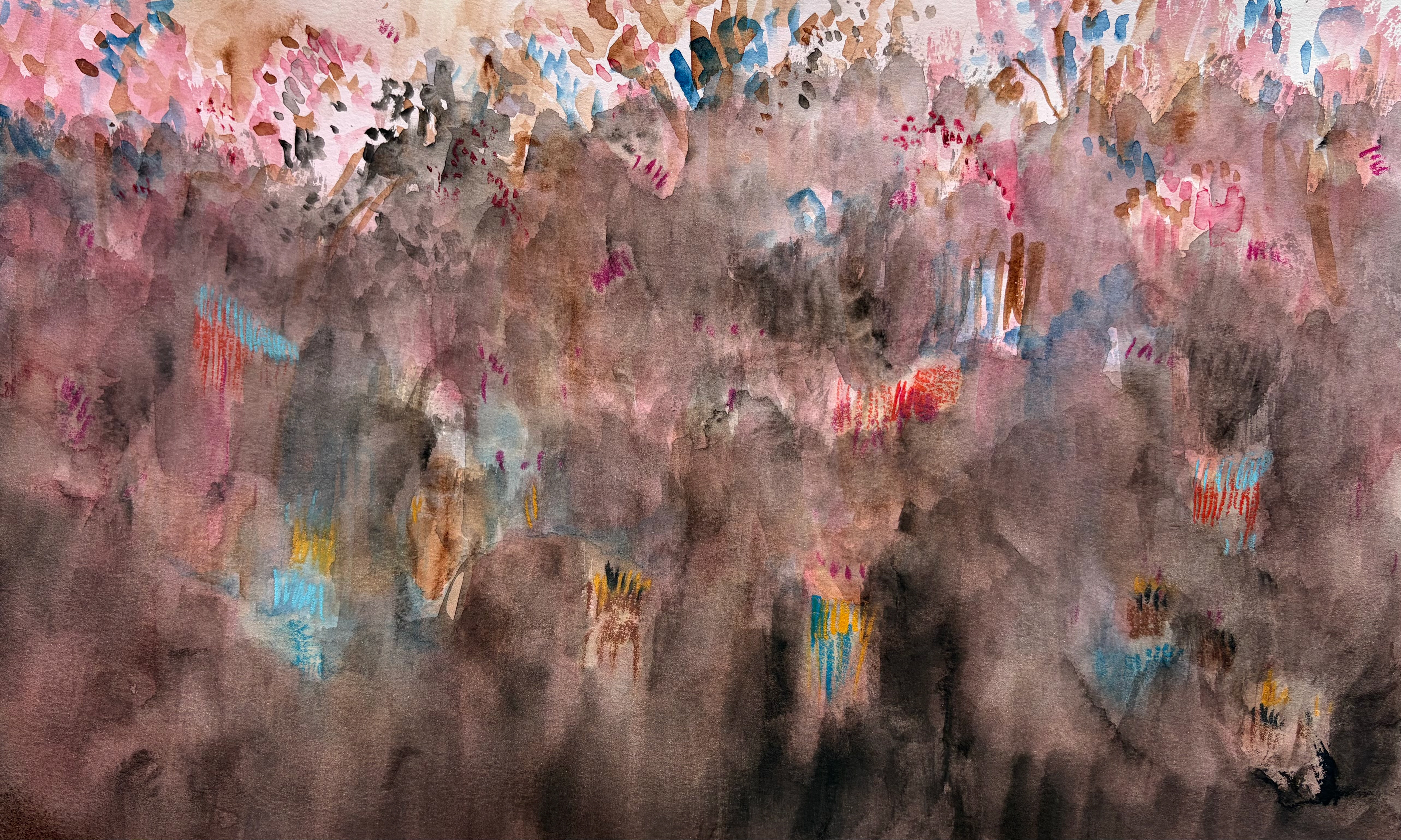 Pedro Kubitschek - Ciliares. Aquarela e pastel seco sobre papel. 2026. 35 x 45 cm.