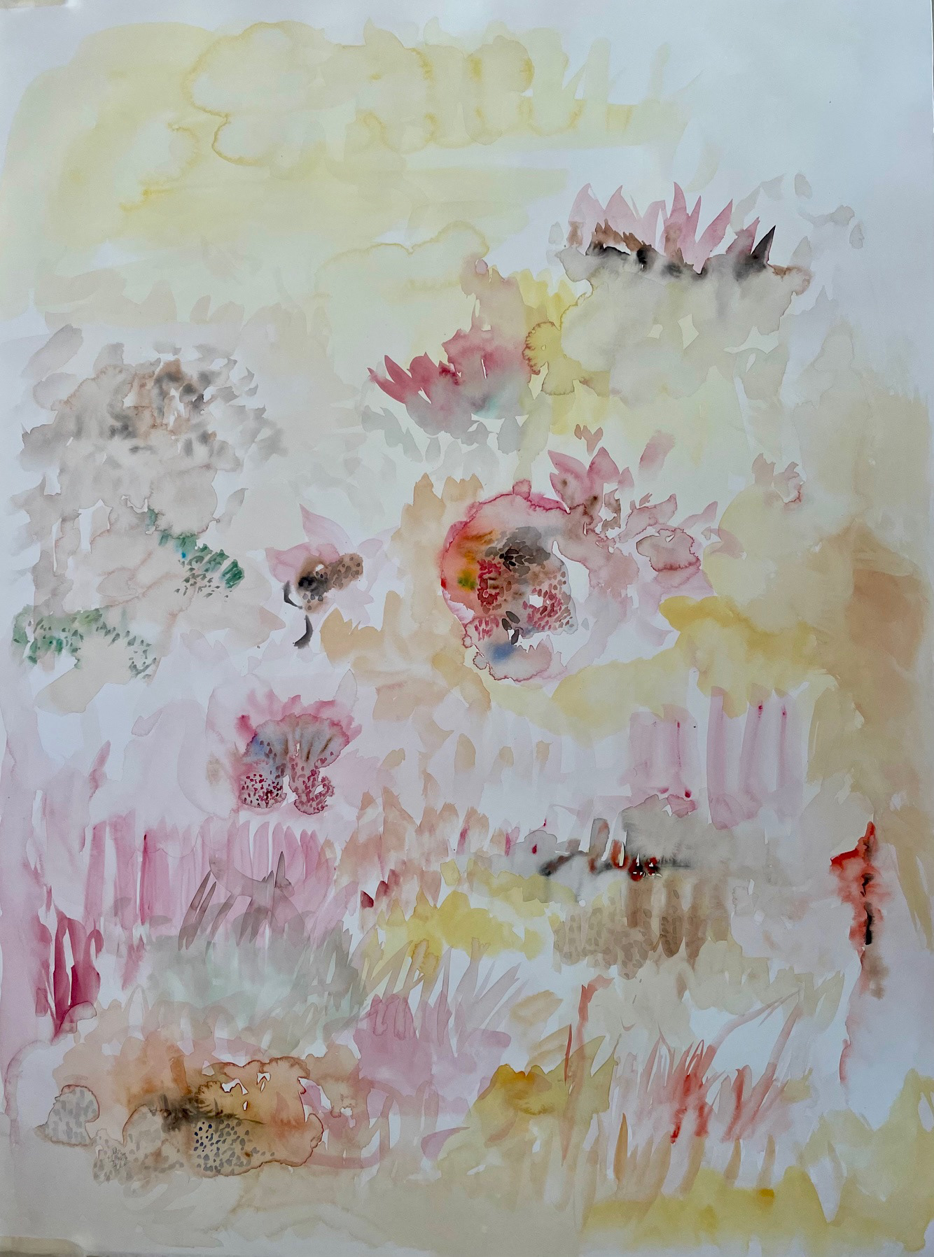 Pedro Diniz Kubitschek  Eflorescências aquareladas I [da série Organich].  2022.  Aquarela sobre papel Hahnemuehle  100%algodão 300g satiné  106 x 78 x 0,1 cm. 