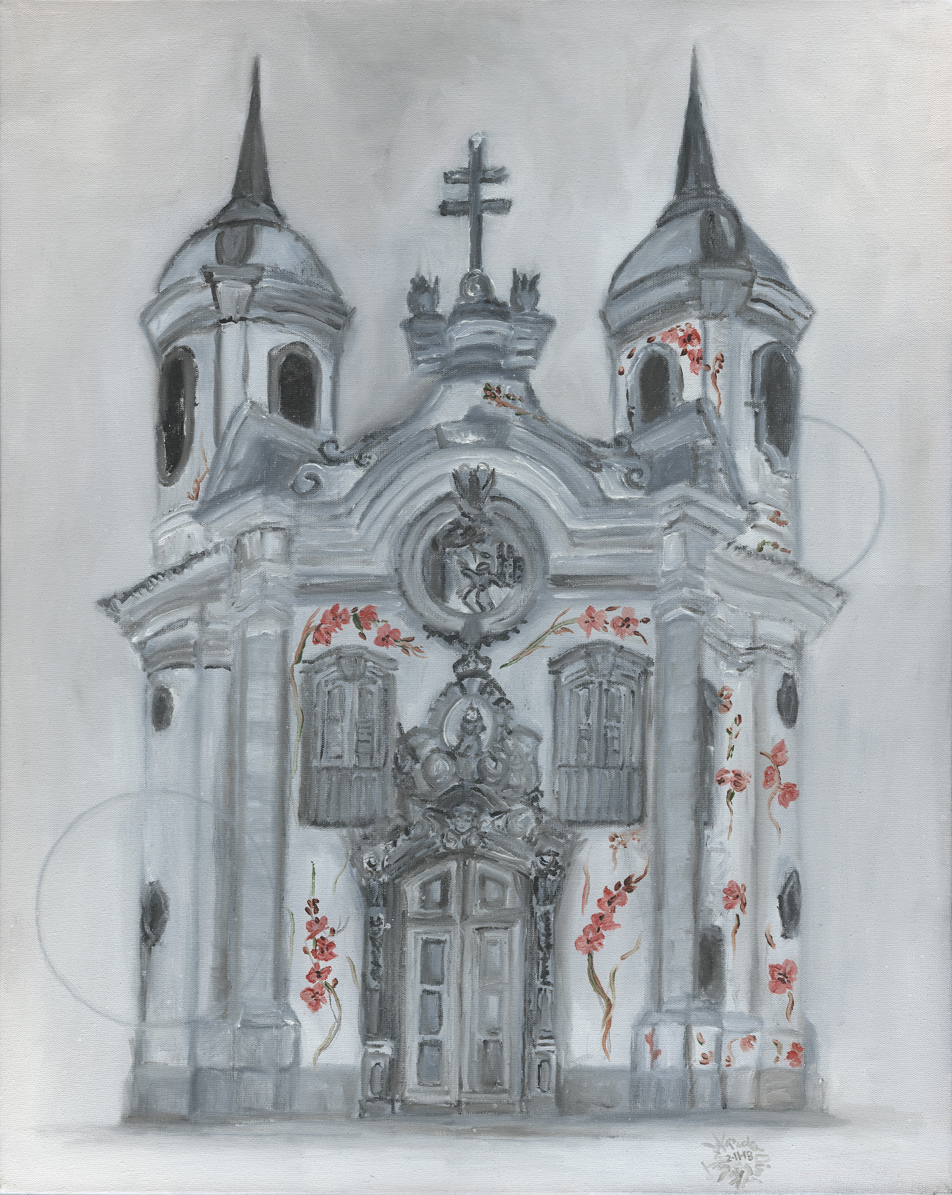 Pedro Diniz Kubitschek - Igreja São Francisco de Assis de Ouro Preto.  [da série In Situ]. 2018. Óleo sobre tela.  50 x 40 cm.