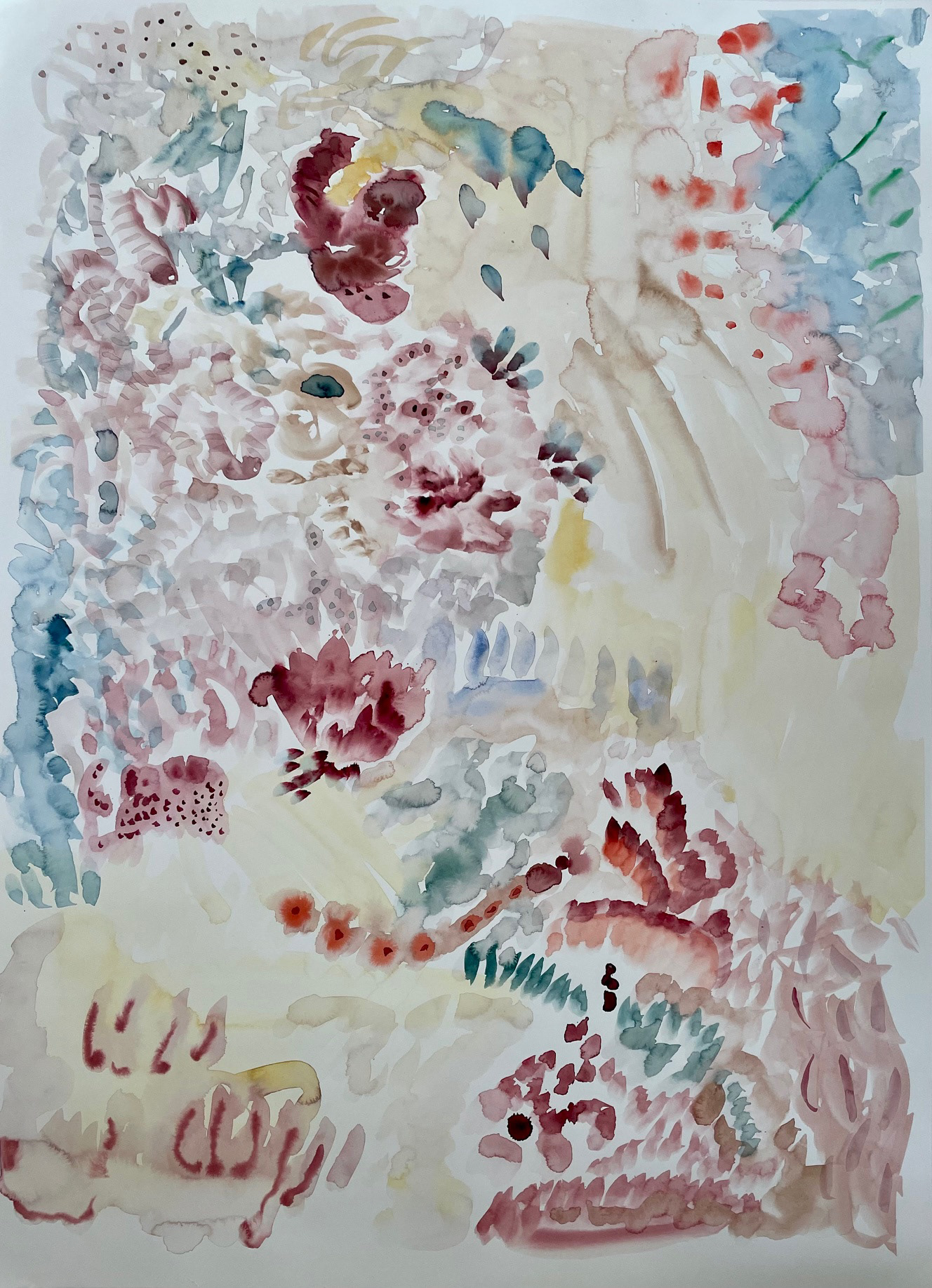 Pedro Diniz Kubitschek  Eflorescências aquareladas IV [da série Organich].  2022.  Aquarela sobre papel Hahnemuehle  100%algodão 300g satiné  106 x 78 x 0,1 cm. 