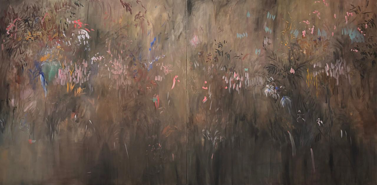 Pedro Kubitschek. Óleo sobre painel. 150 x 150 x 4 cm (cada) ou 150 x 300 x 4 cm (Díptico). 2025.