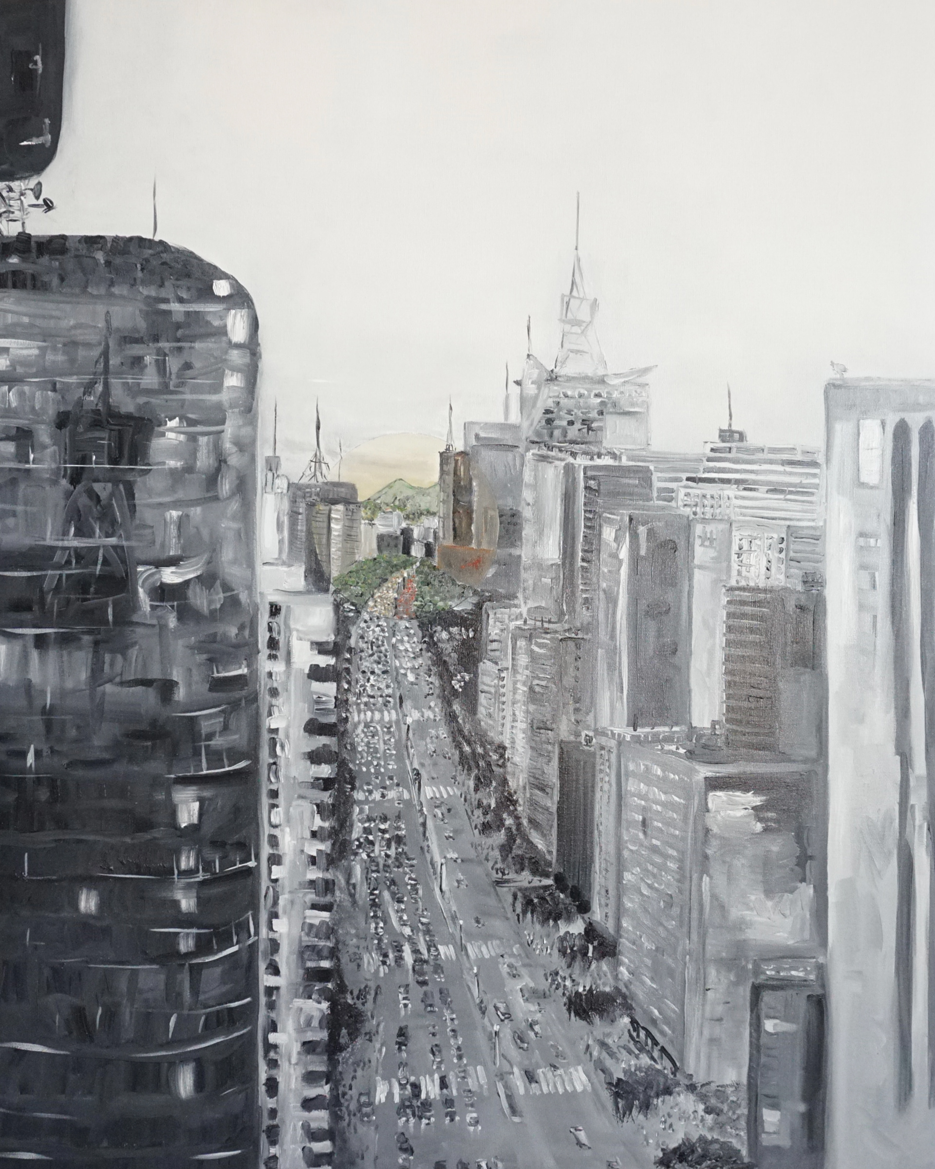 Pedro Diniz Kubitschek - Av. Paulista [da série In Situ]. 2021. Óleo sobre tela.  120 x 100 cm.