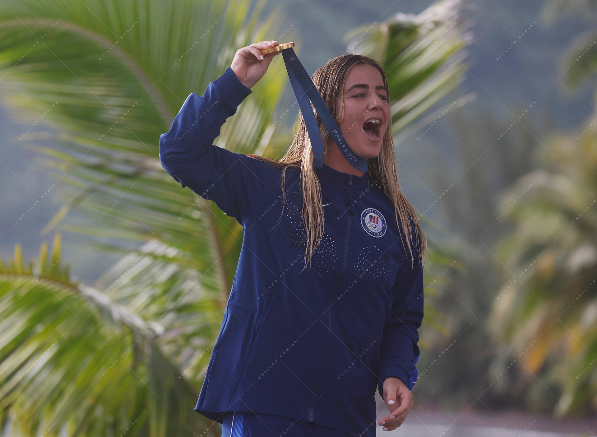 Caroline Marks the United States, gold medalist of women's surfing, Aug. 5, 2024