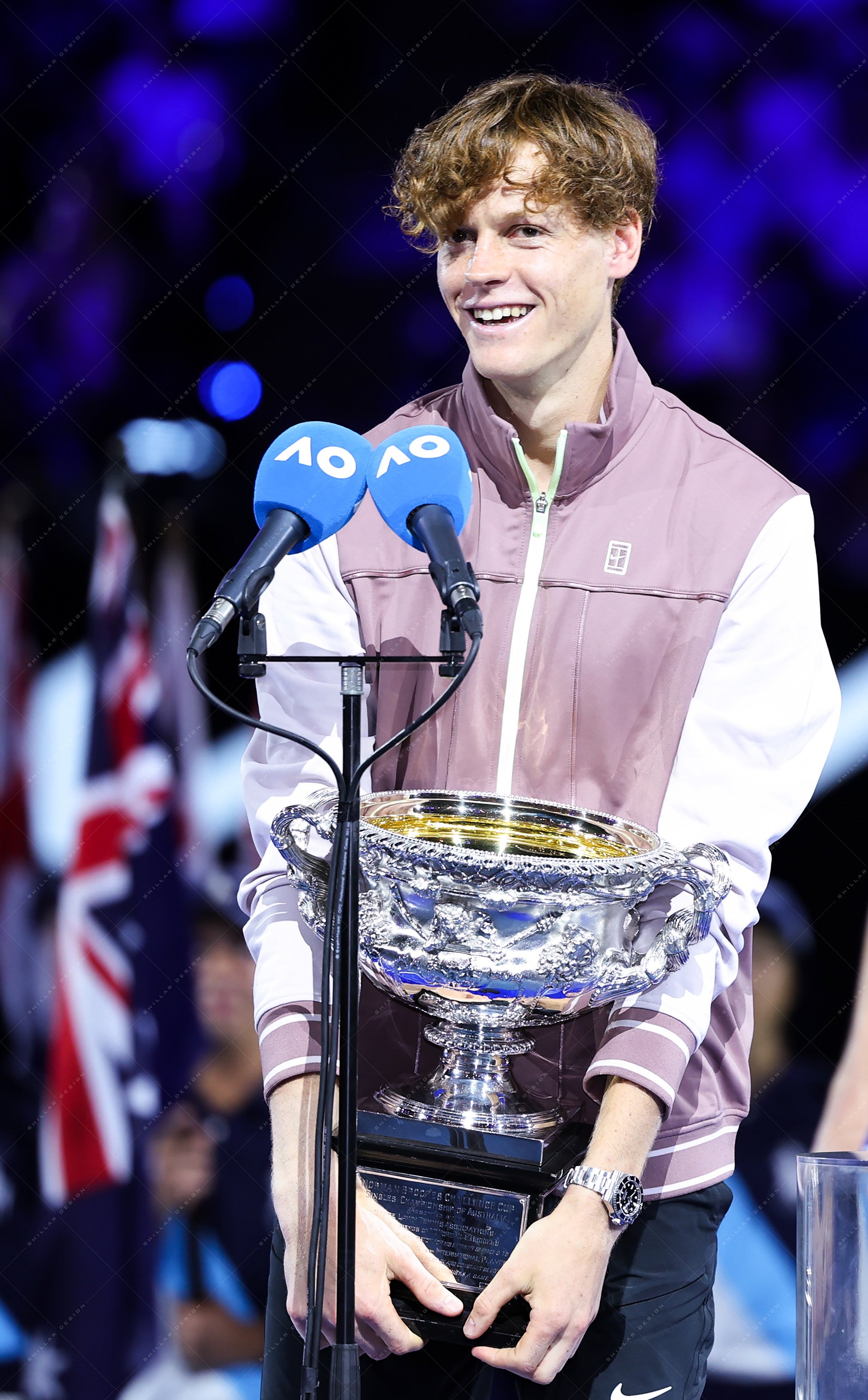 Jannik Sinner of Italy, awarding ceremony, Jan. 28, 2024