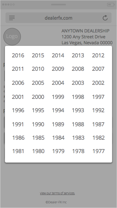 year of vehicle