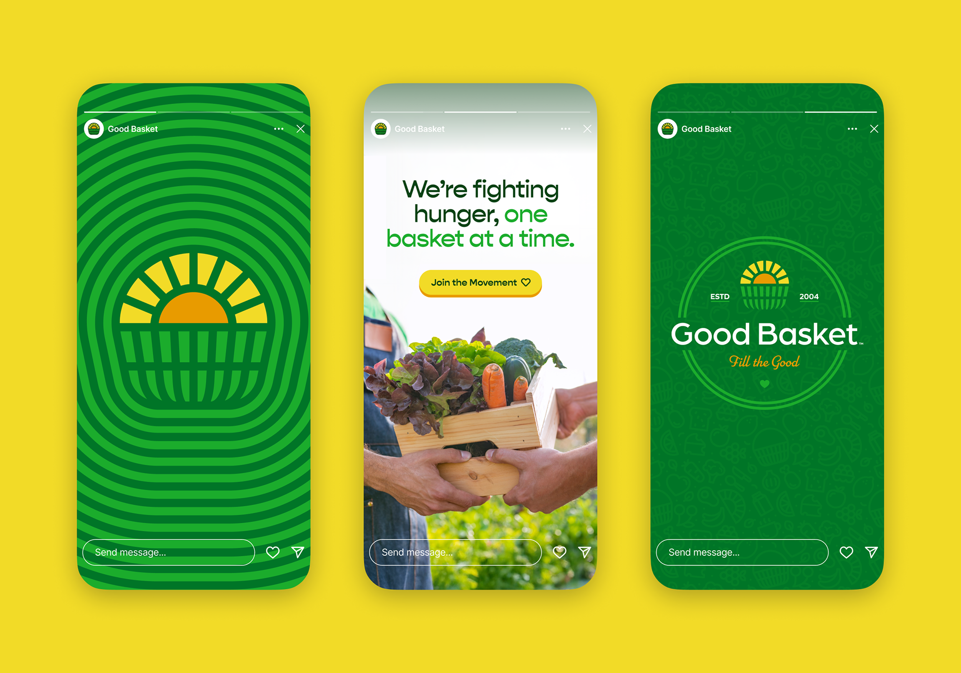 Social media design and visual brand identity for Good Basket nonprofit NGO by Chris Atkins Design